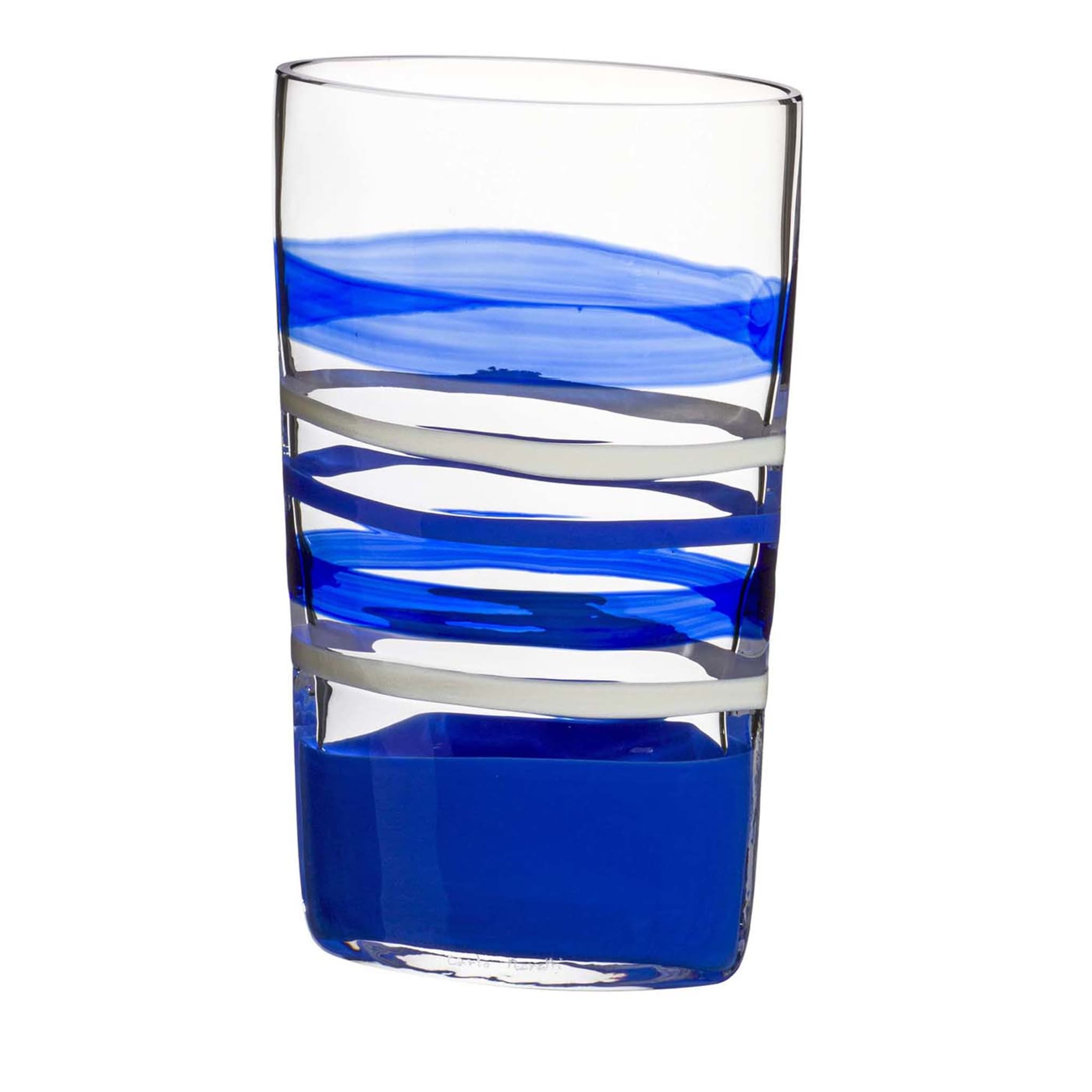 Arco Striped Blue Transparent Vase by Carlo Moretti - Main view