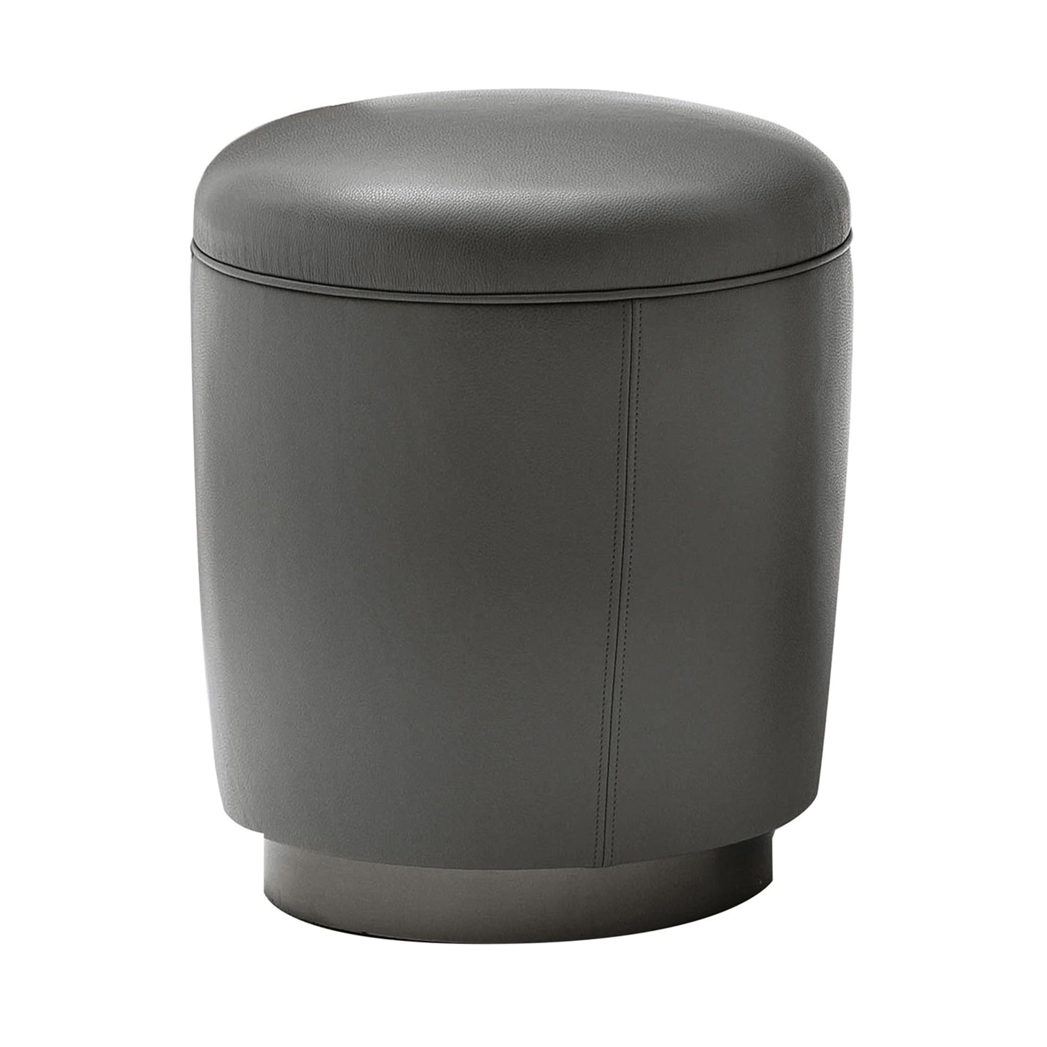 Gray Leather Ottoman - Main view