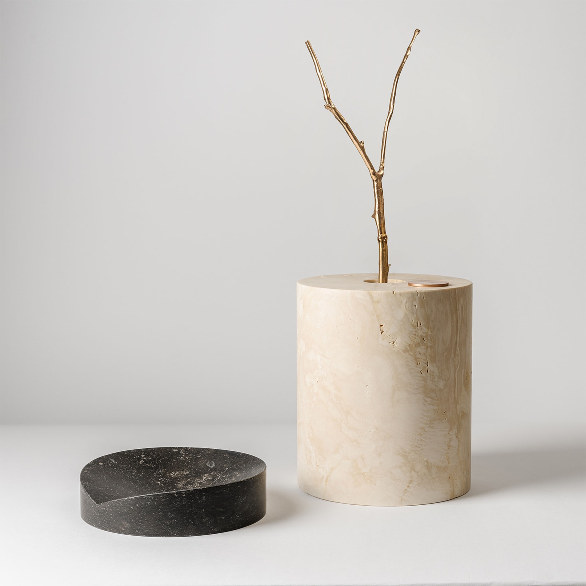 Here and Now Black Marquina and Ostuni Travertine Vase #2 - Alternative view 1