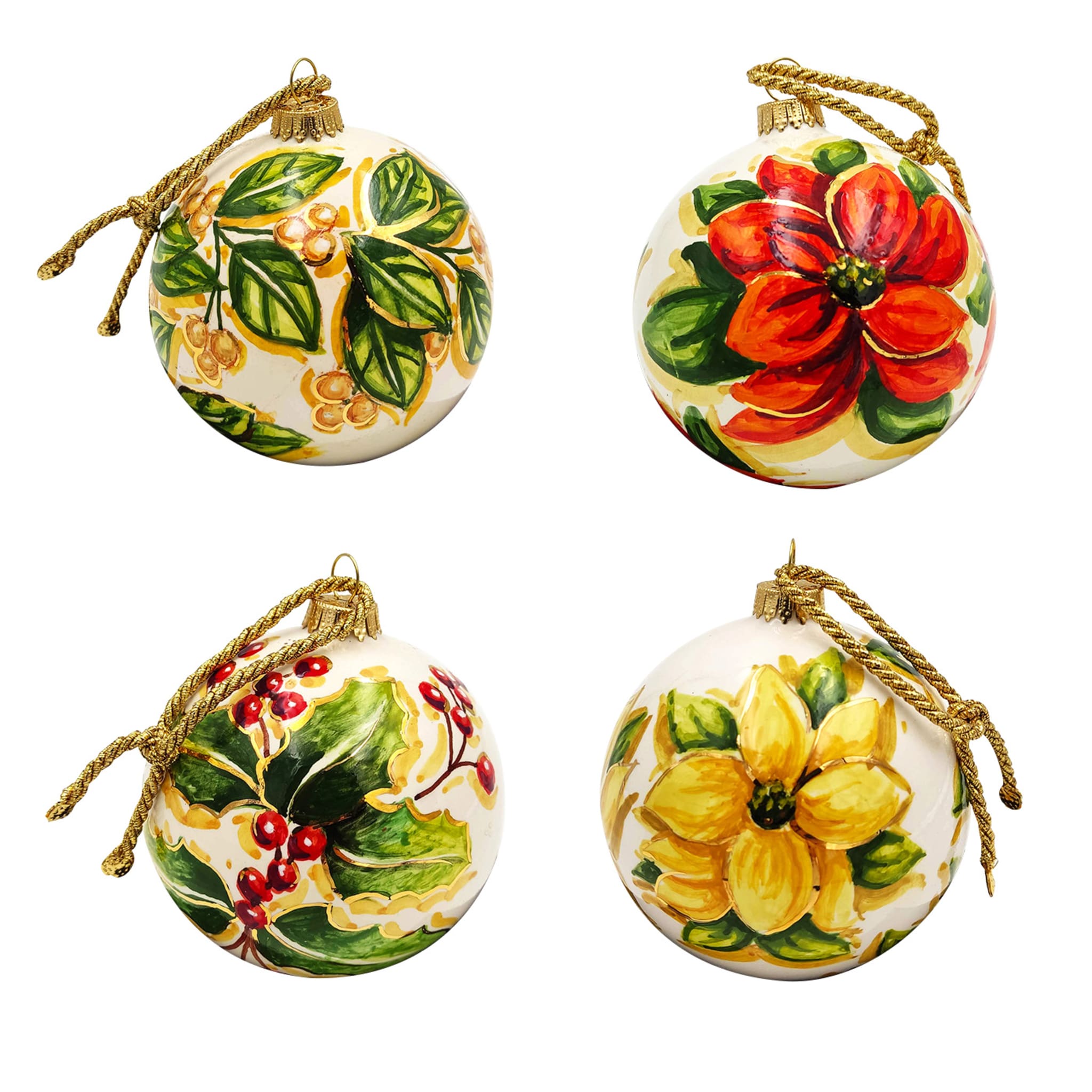Set di 4 ornamenti natalizi a sfera in ceramica - Vista principale