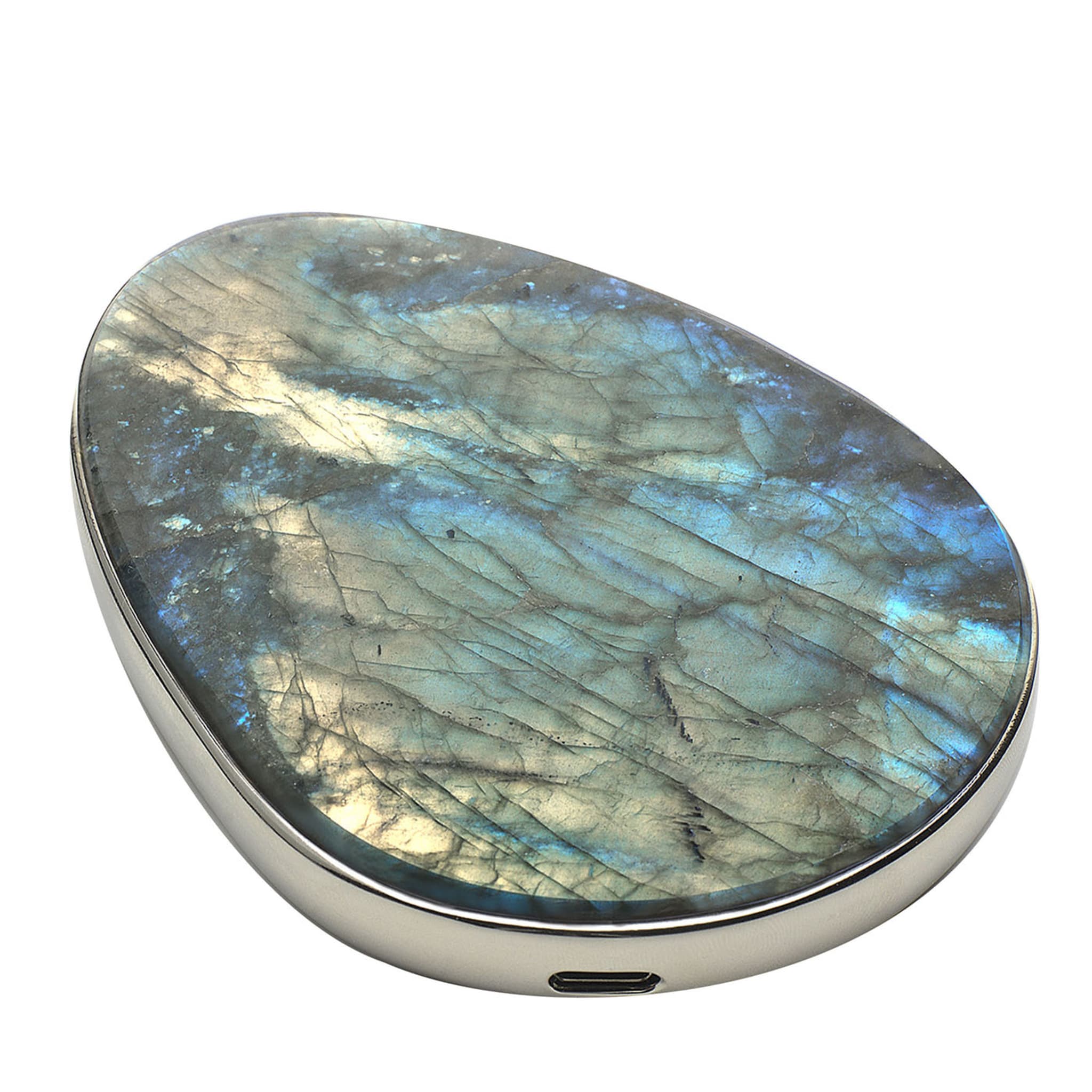 Enki Labradorite Silver Wireless Charger - Main view