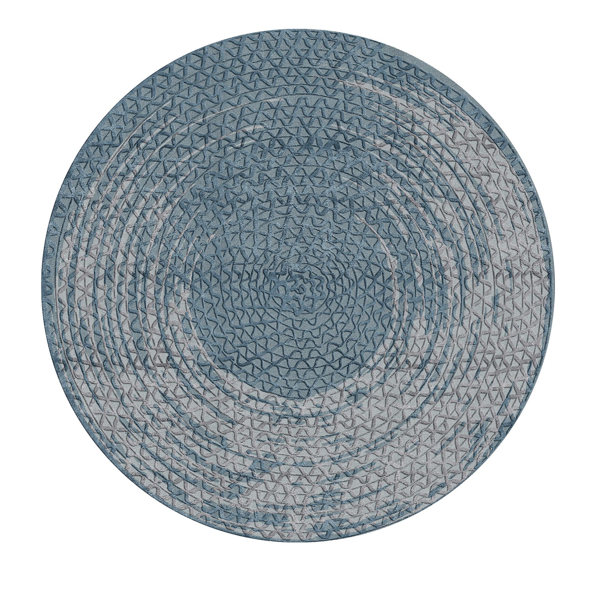 Tappeto blu rotondo Triple Waves di Lorenza Bozzoli  - Vista principale
