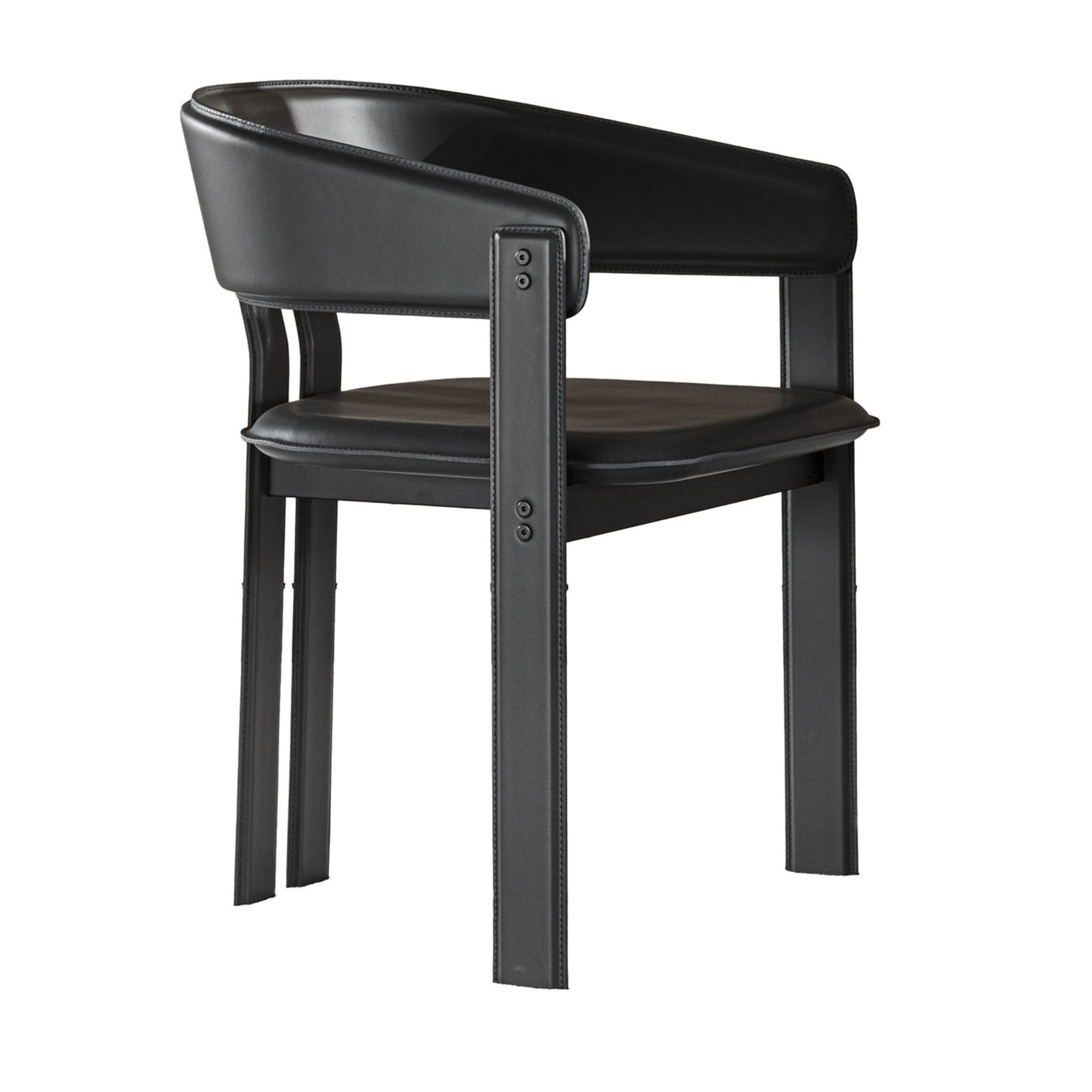 Chaise en cuir noir à accoudoirs Igea - Vue principale