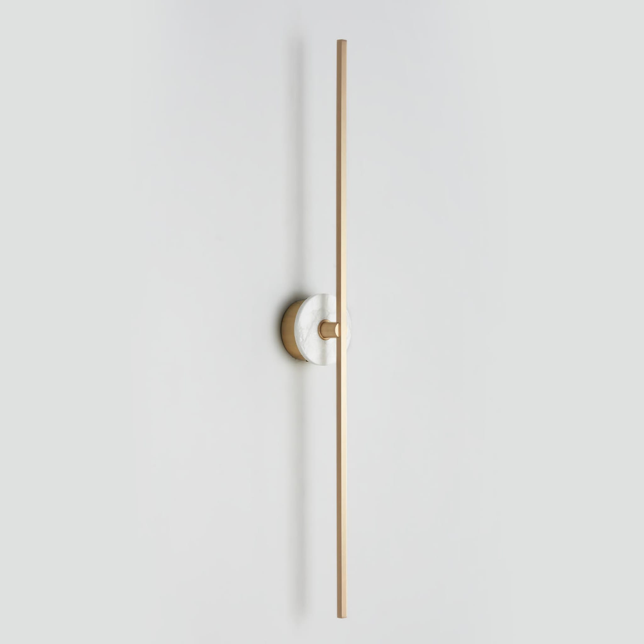 "Essential Grand Stick" Wall Sconce in Satin Brass and Alabaster - Alternative view 1