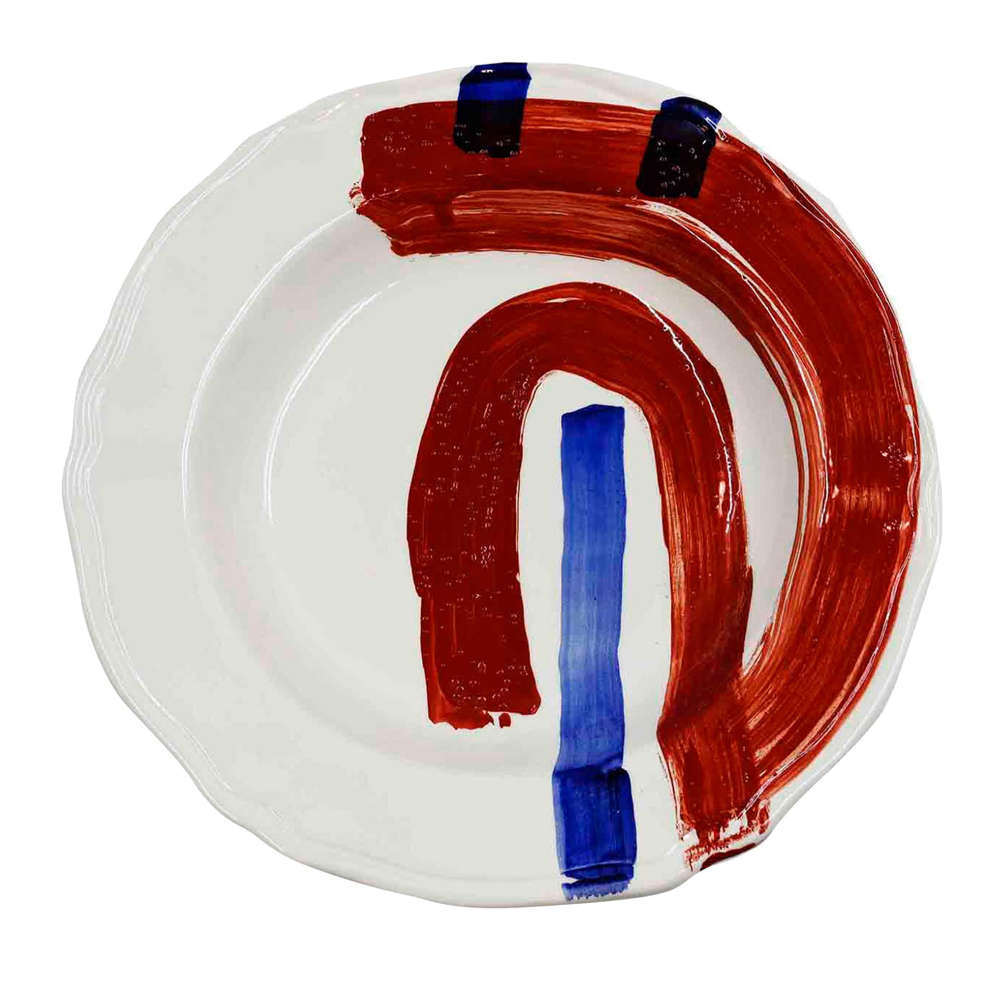 Set of 2 Red & Blue Brushstrokes Soup Plates - Main view