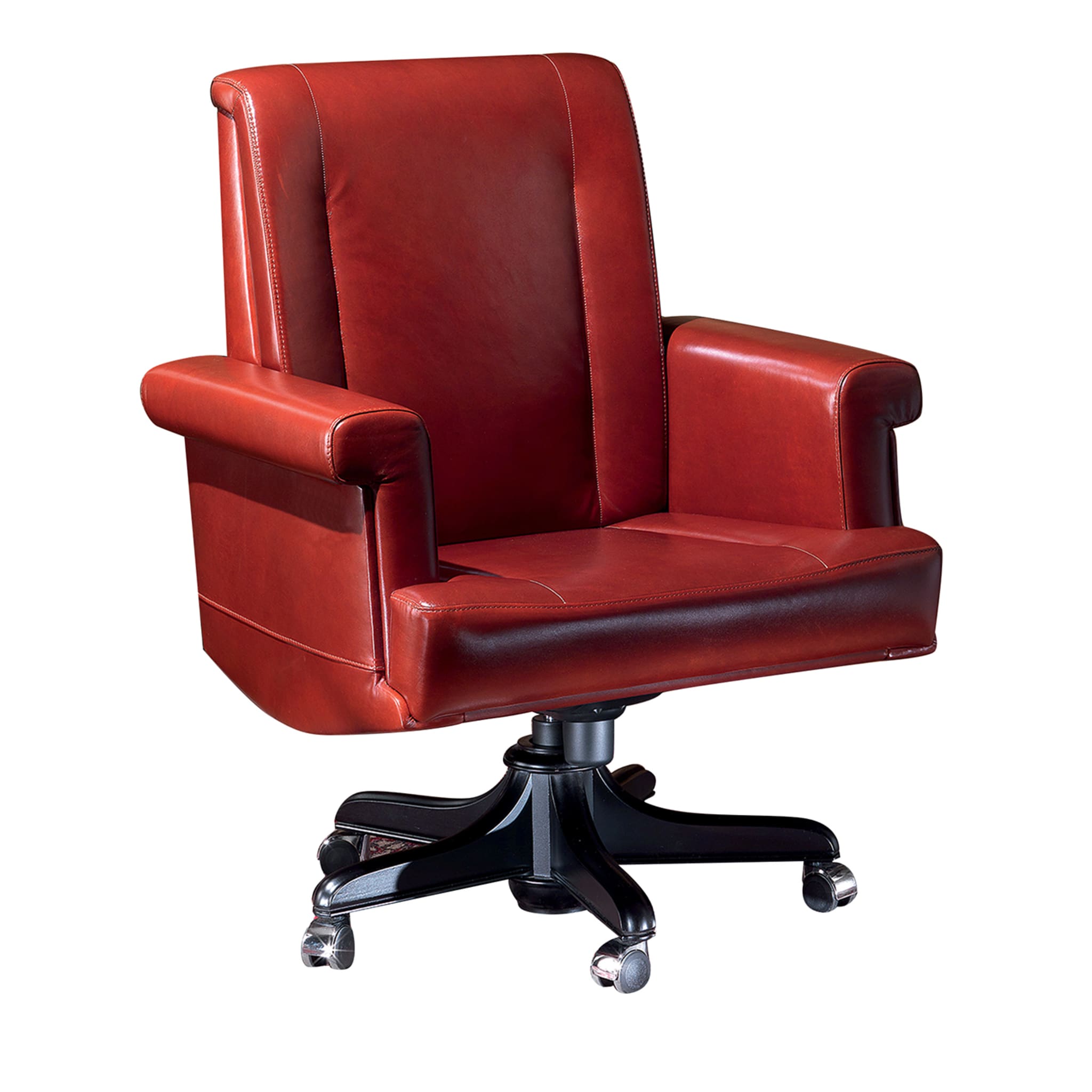 Red Short Leather Armchair - Main view