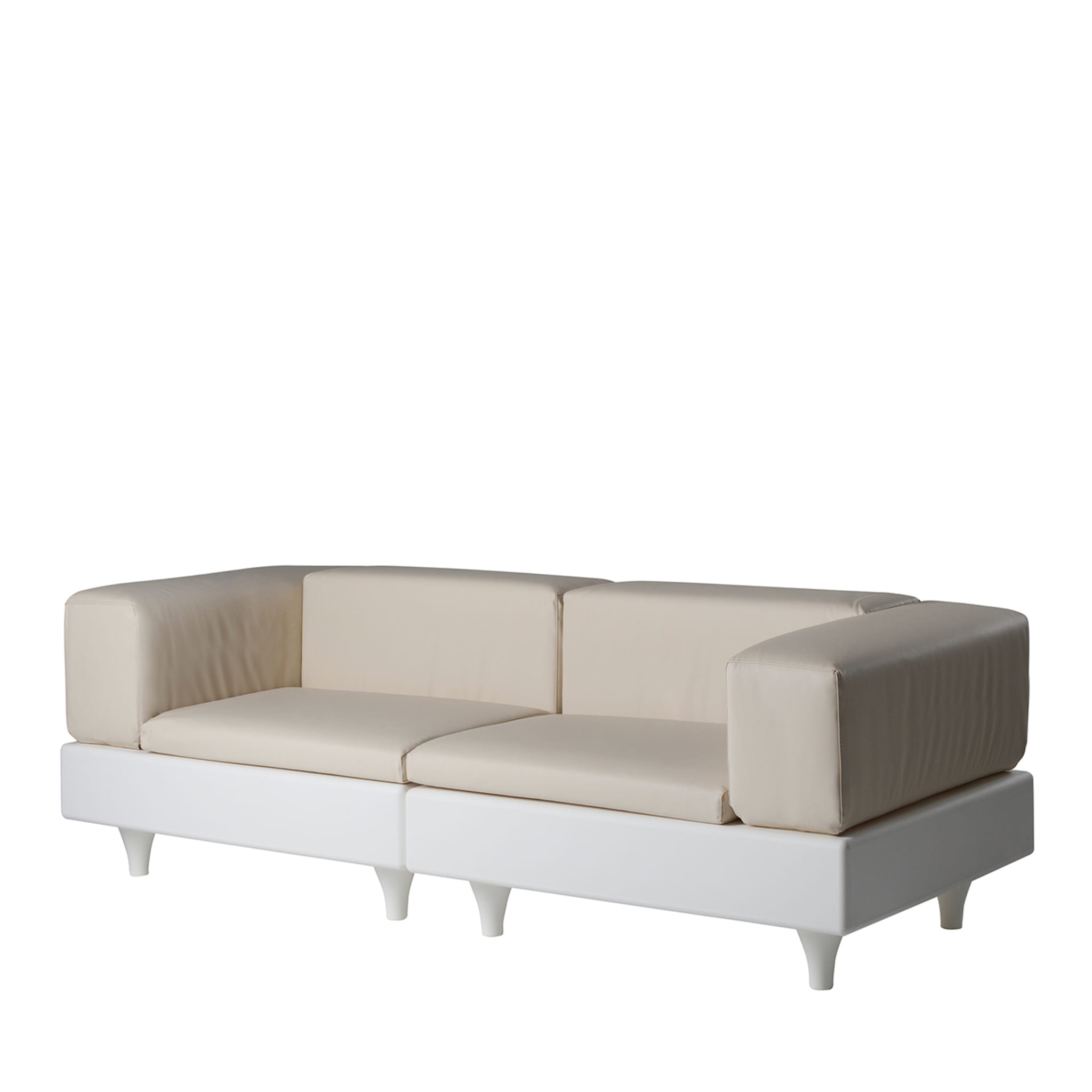 Happylife 2-Seater White and Beige Sofa - Main view