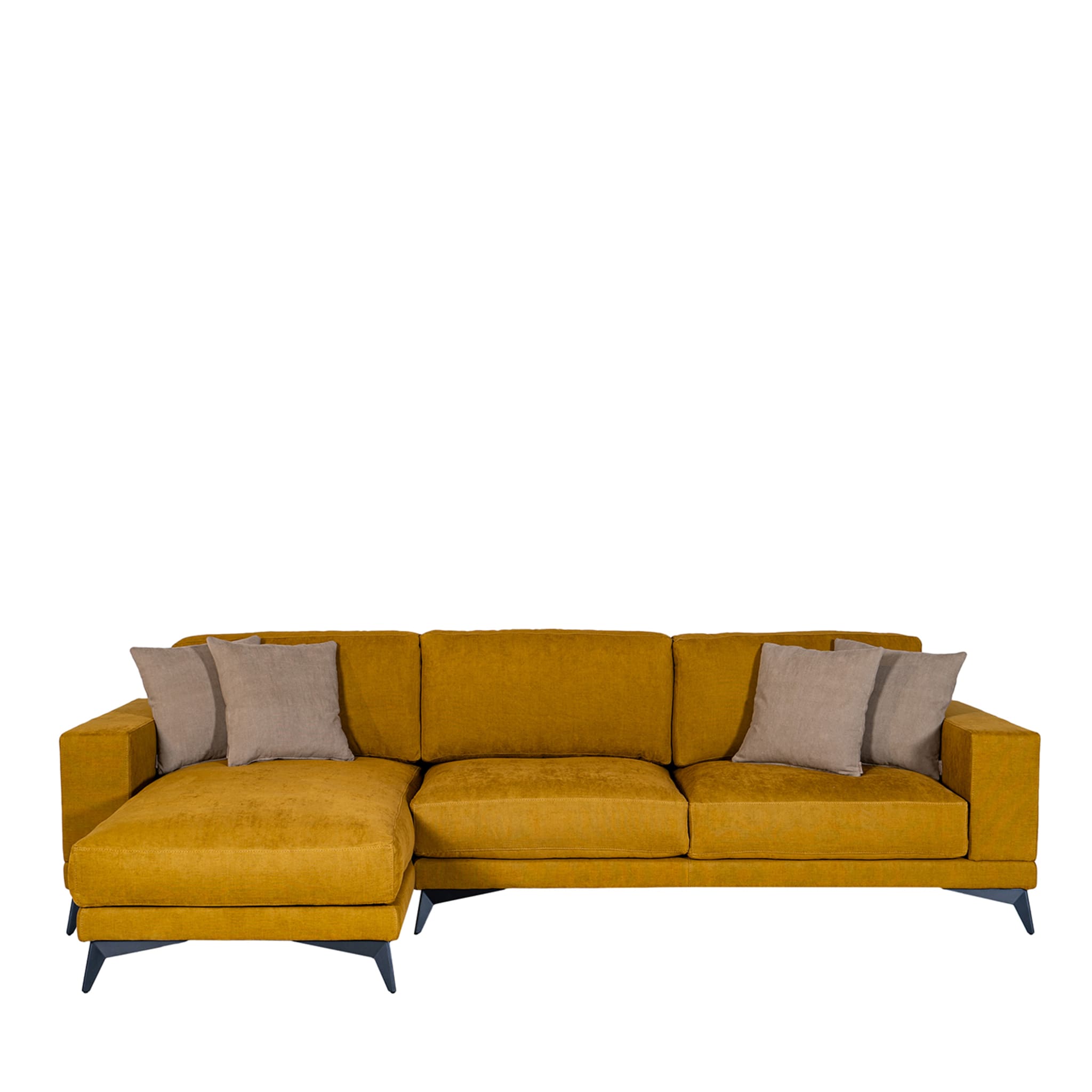 Tesla Yellow Midi Fabric Sofa with Chaise Longue - Main view