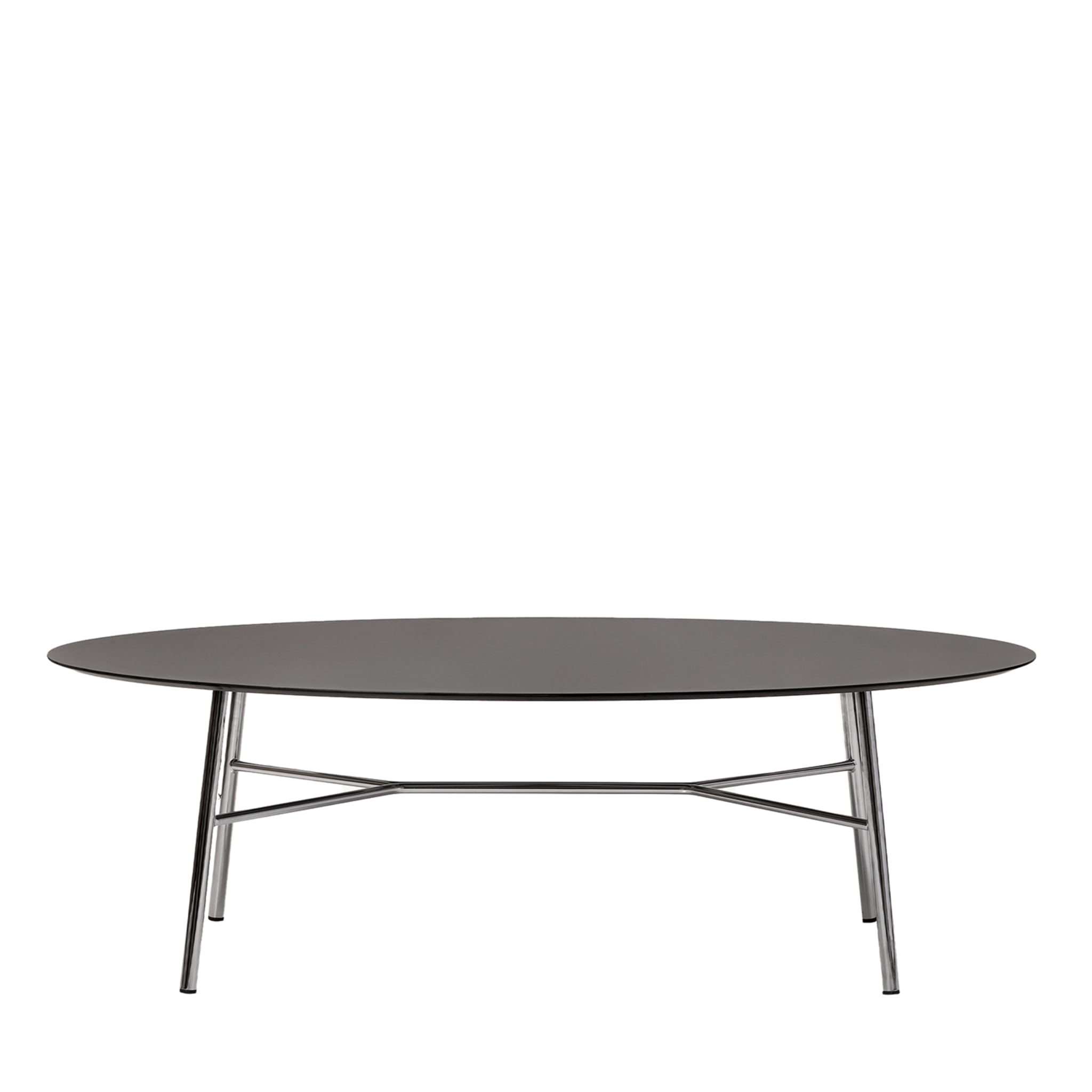 0128/S Table basse ovale Yuki avec plateau noir HPL par Ep Studio - Vue principale