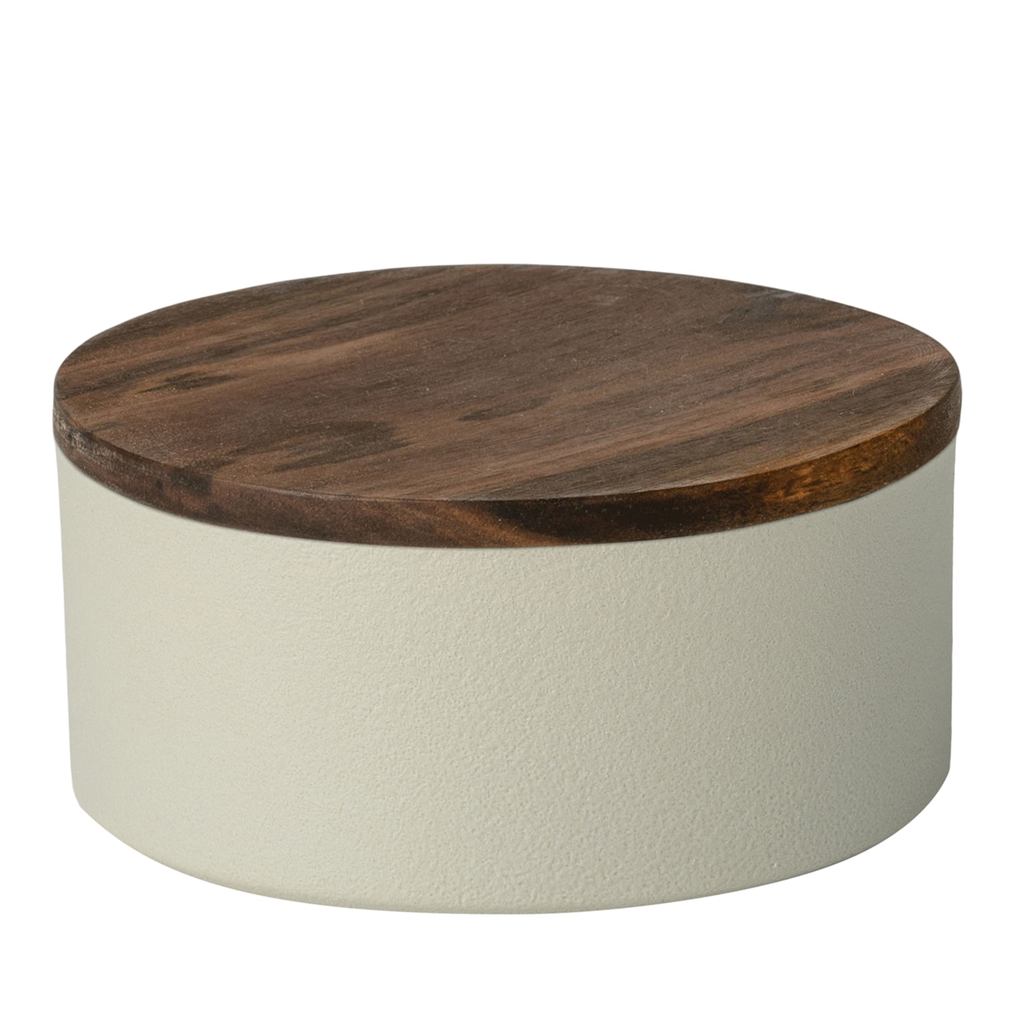 Small Round Ceramic Container with Wooden Lid - Main view