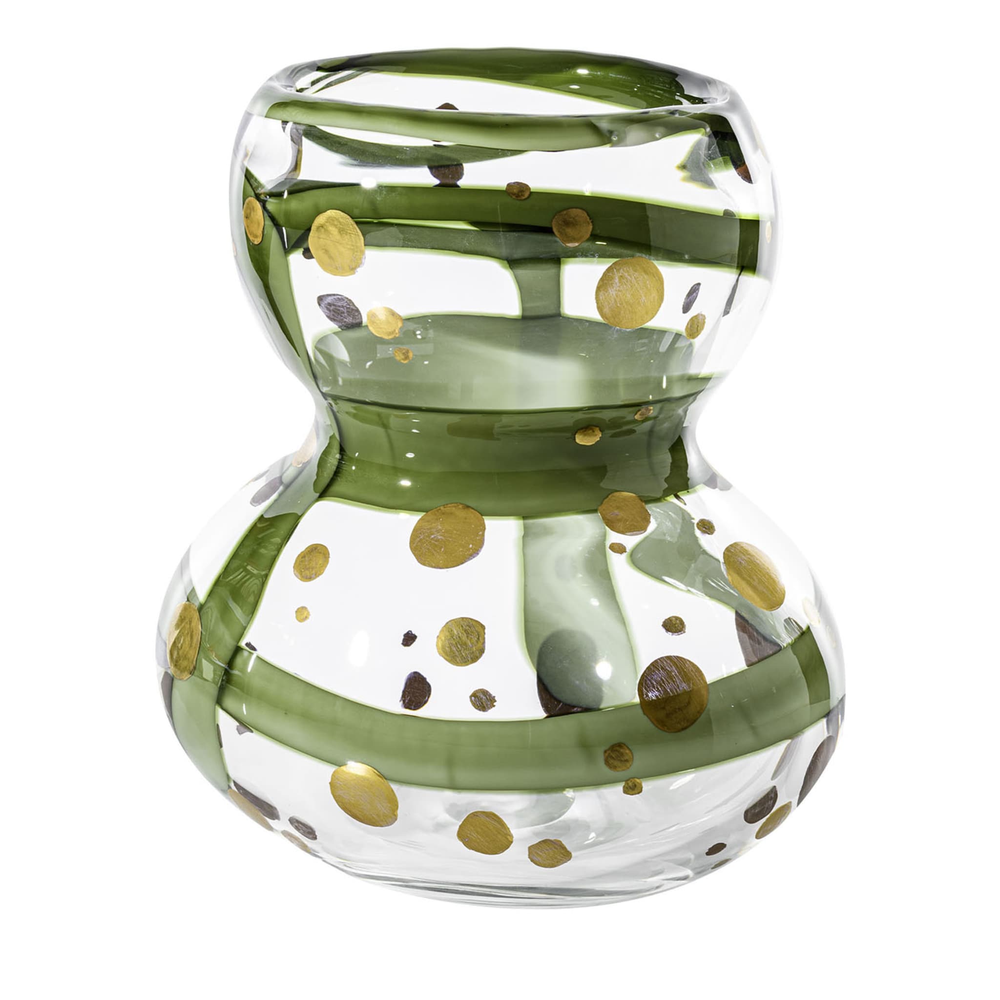 Gran Bulbo Mini Jarrón de cristal dorado y verde - Vista principal