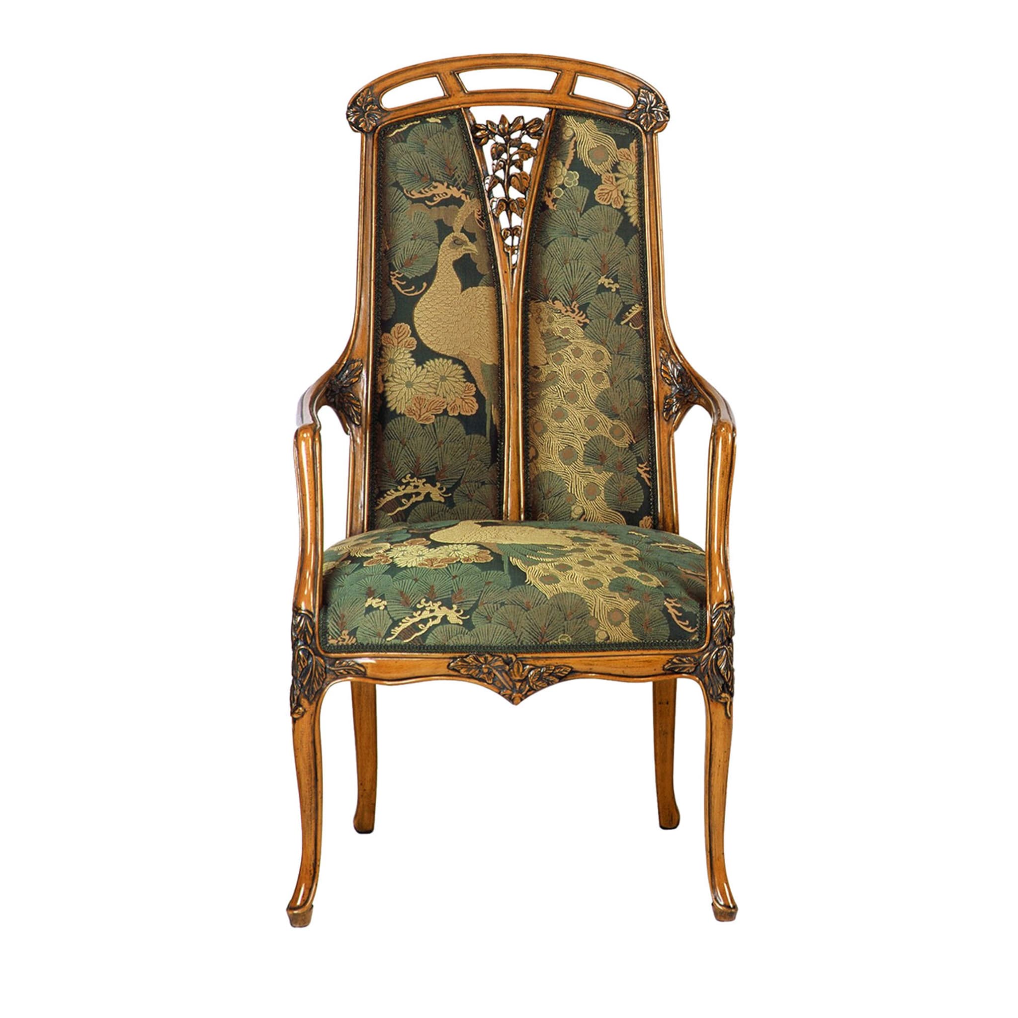 French Liberty Green Peacock Armchair - Main view