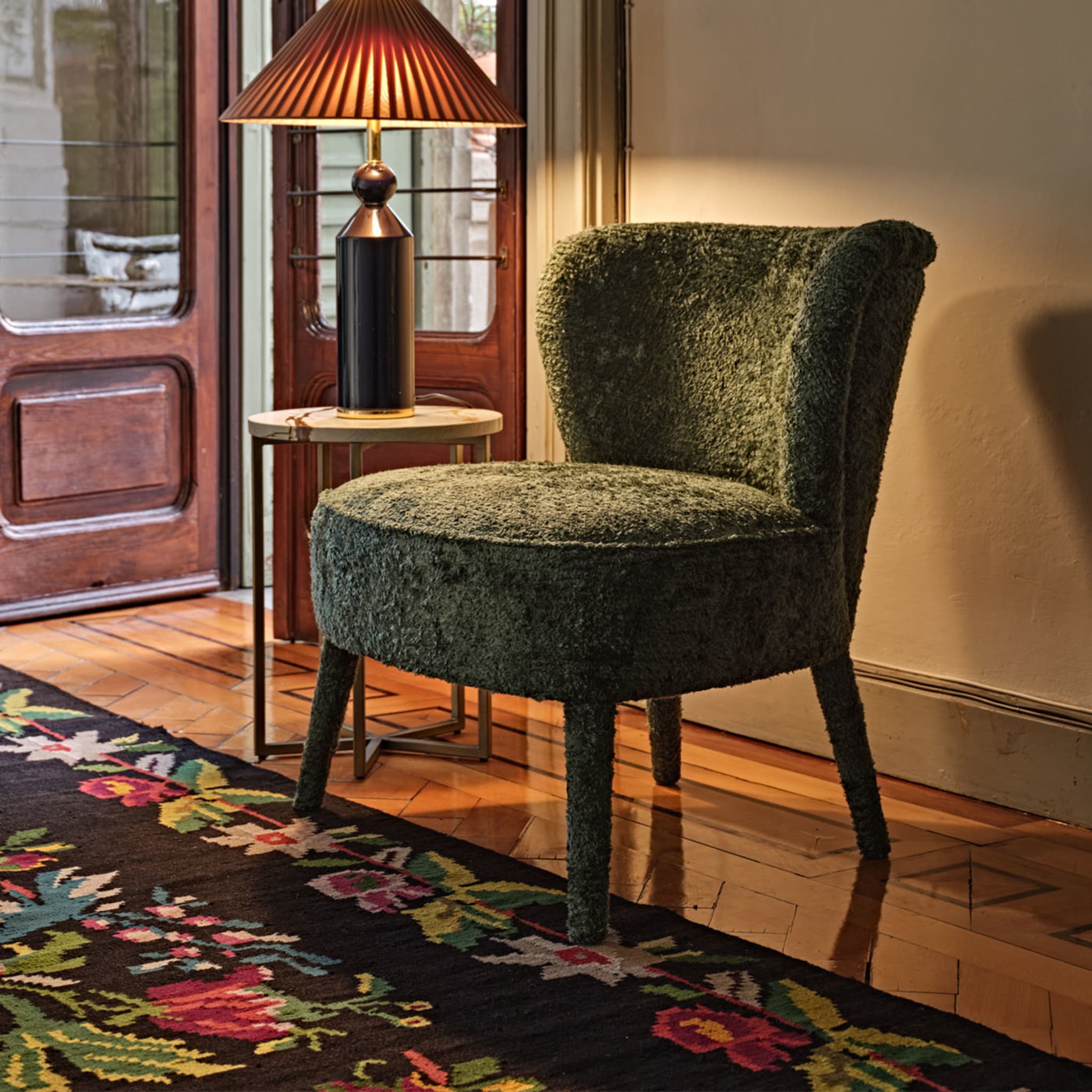 Cloe' Upholstered Green Lounge Chair - Alternative view 2