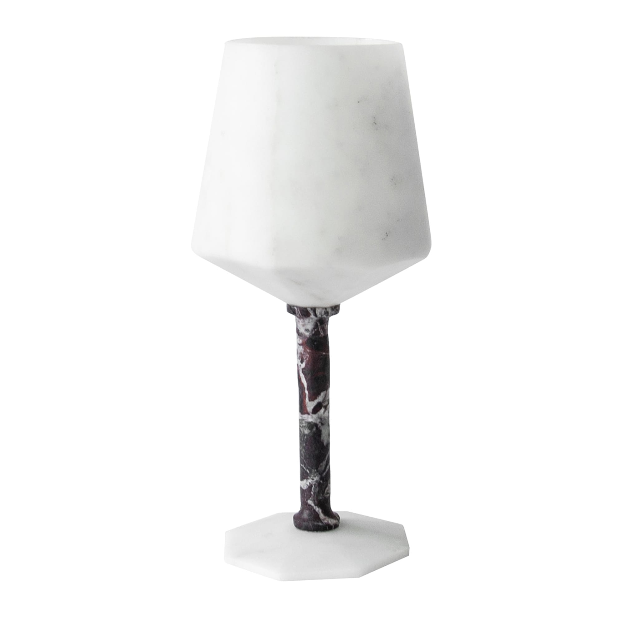 Wine Glass in white Carrara and red Levanto marble - Main view