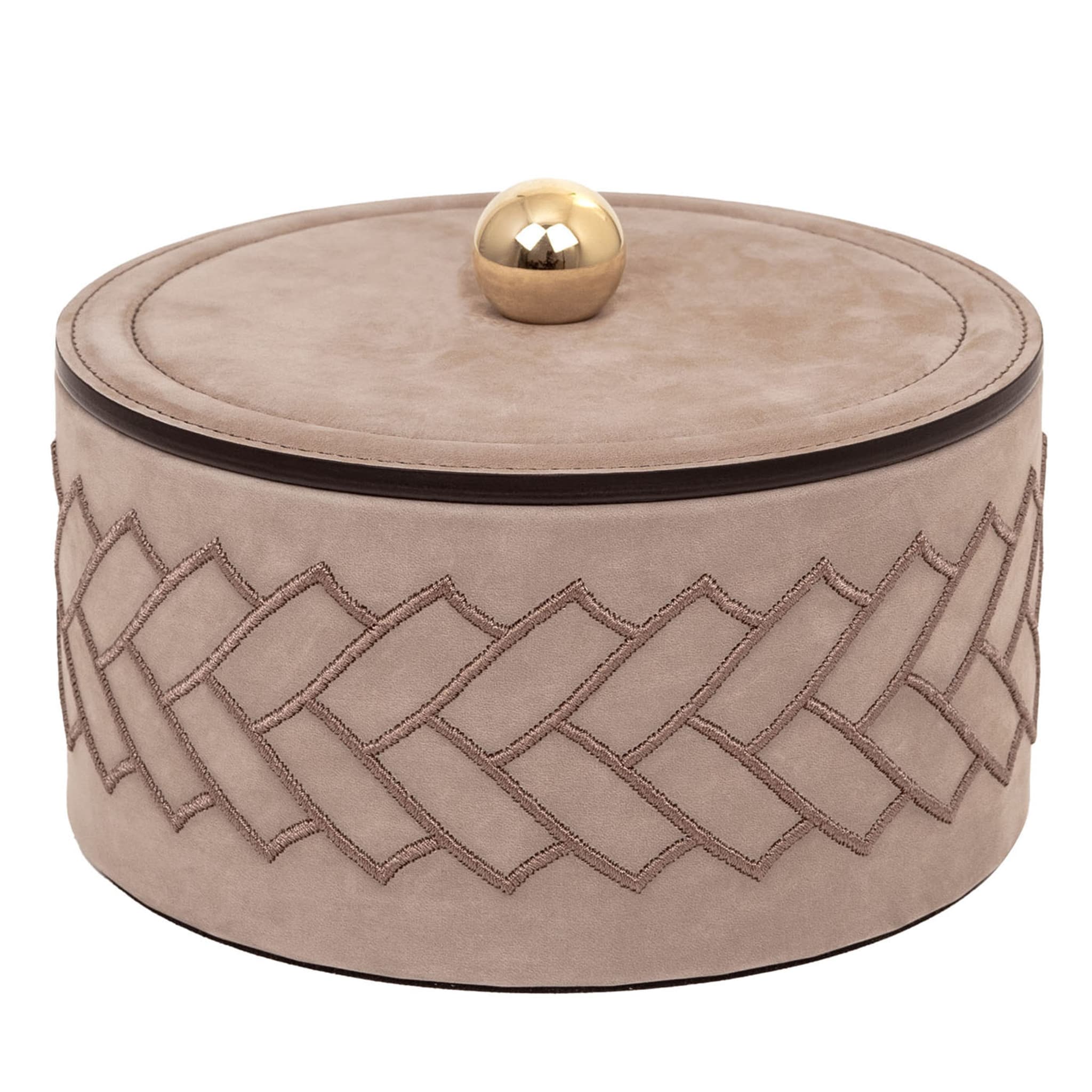 Lily Medium Cylindrical Taupe Box with Lid - Main view