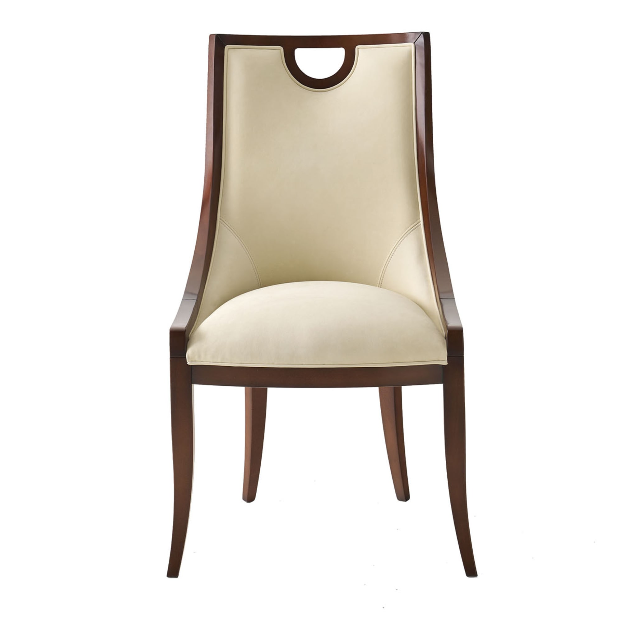 Tully Beige & Walnut Chair - Main view