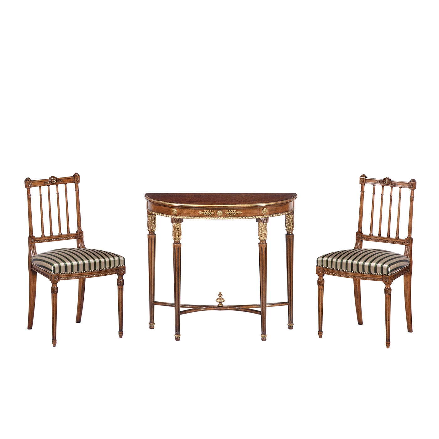 Louis XVI-Style Striped-Cushion Beech Chair - Cugini Lanzani