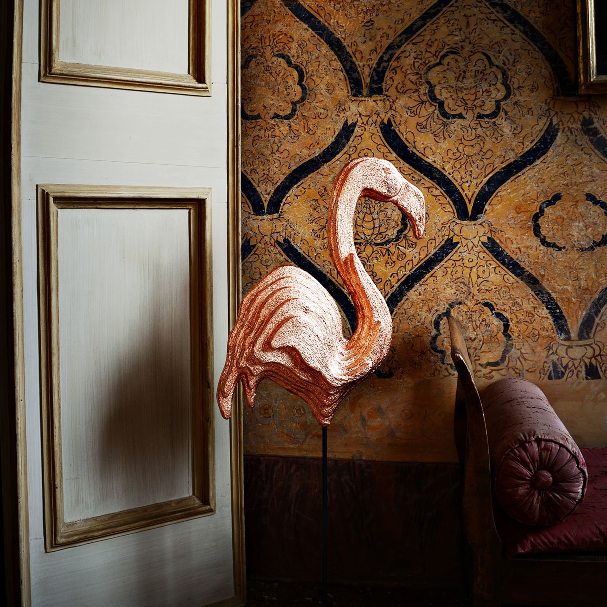 Pink Flamingo Coppery Sculpture - Alternative view 4