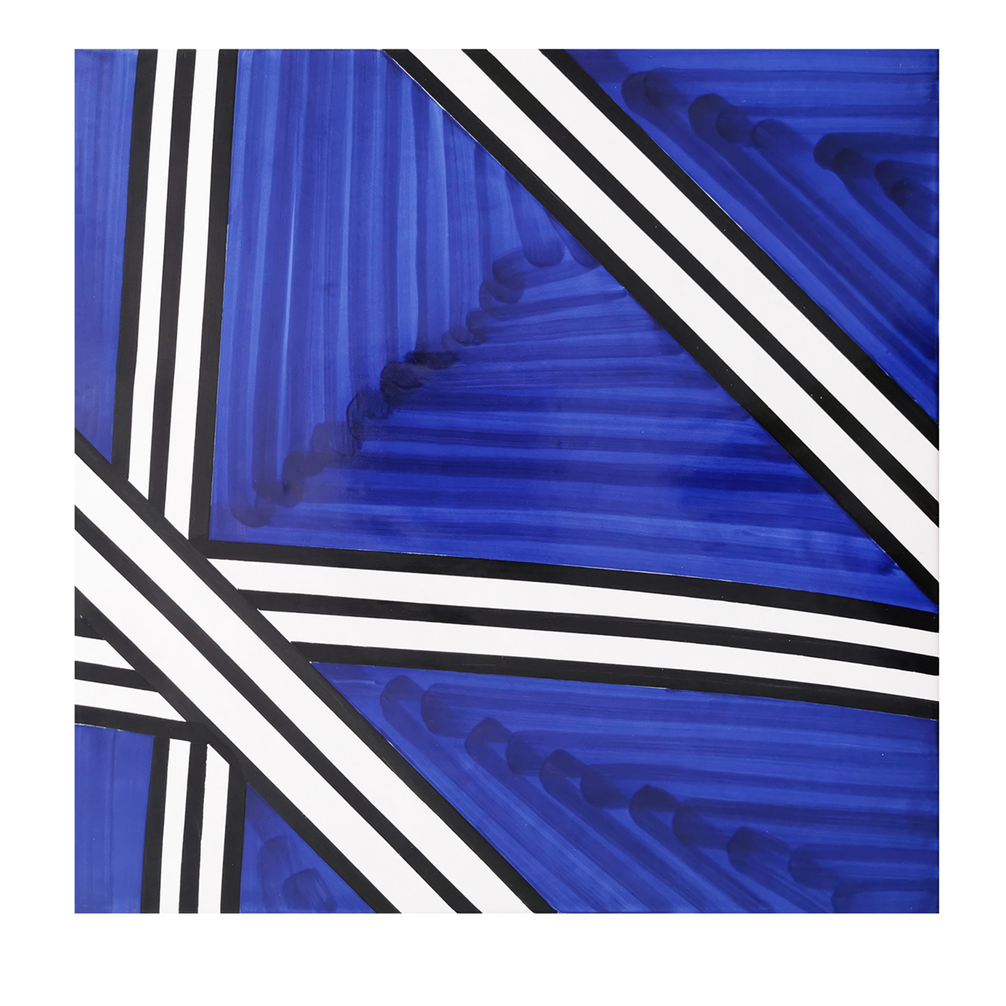 Tria Square Blue & Black-And-White Tile - Main view