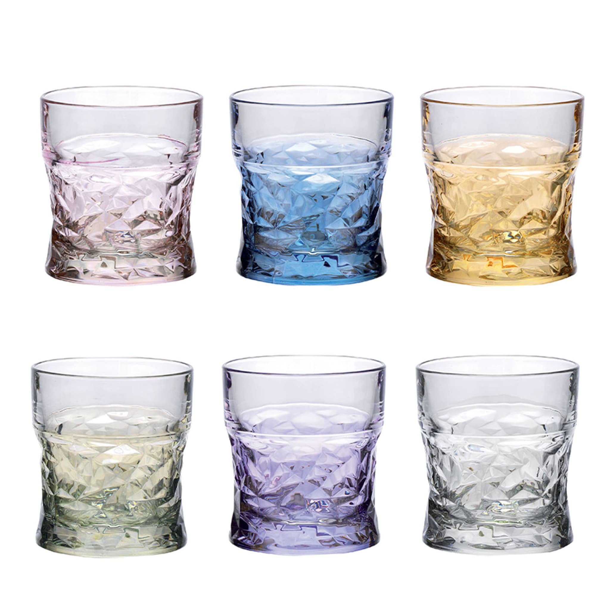 Sound Polychrome Set of 6 Faceted Water/Whisky Glasses - Main view