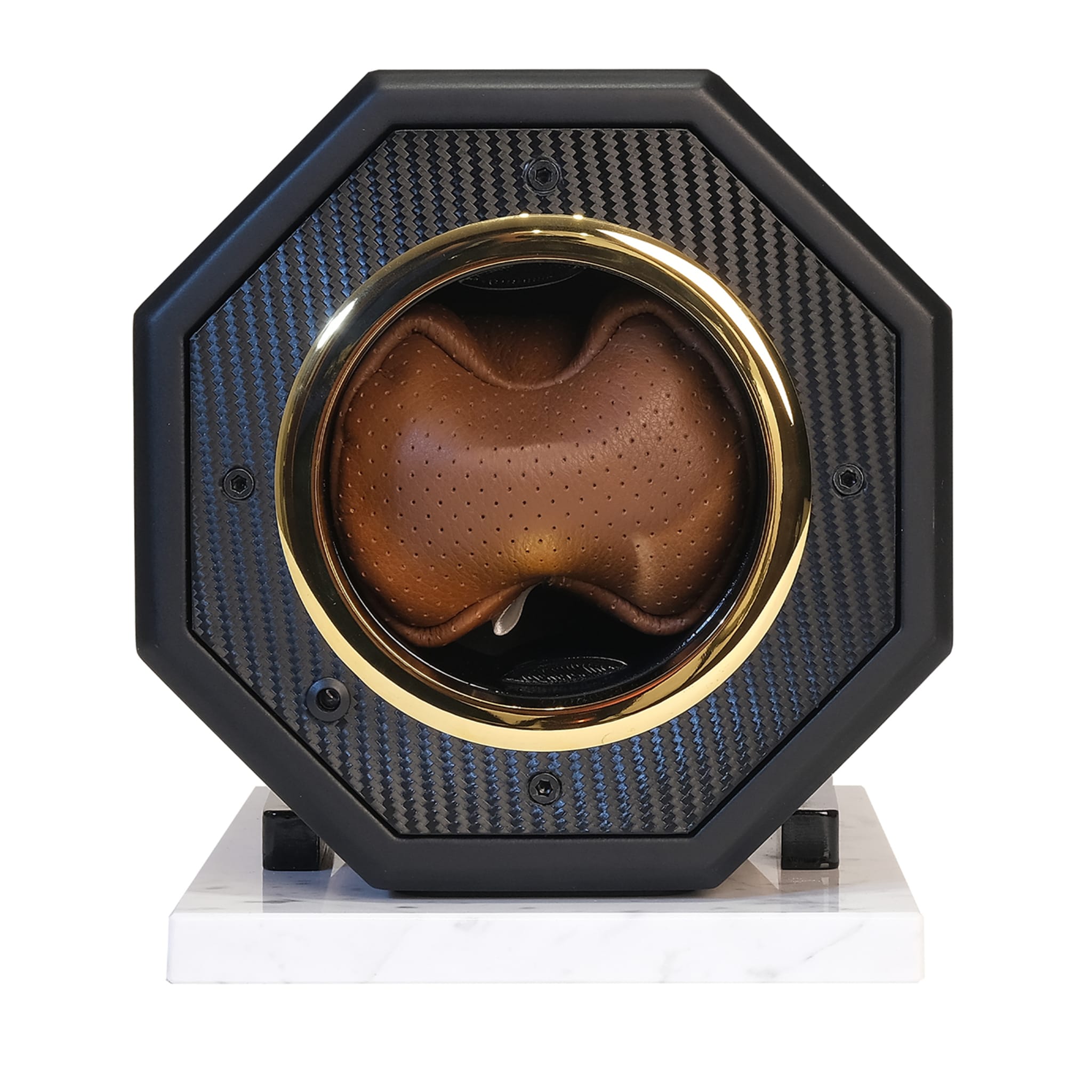 MT Octagon Watch Winder Brown Leather & Black Carbon - Main view