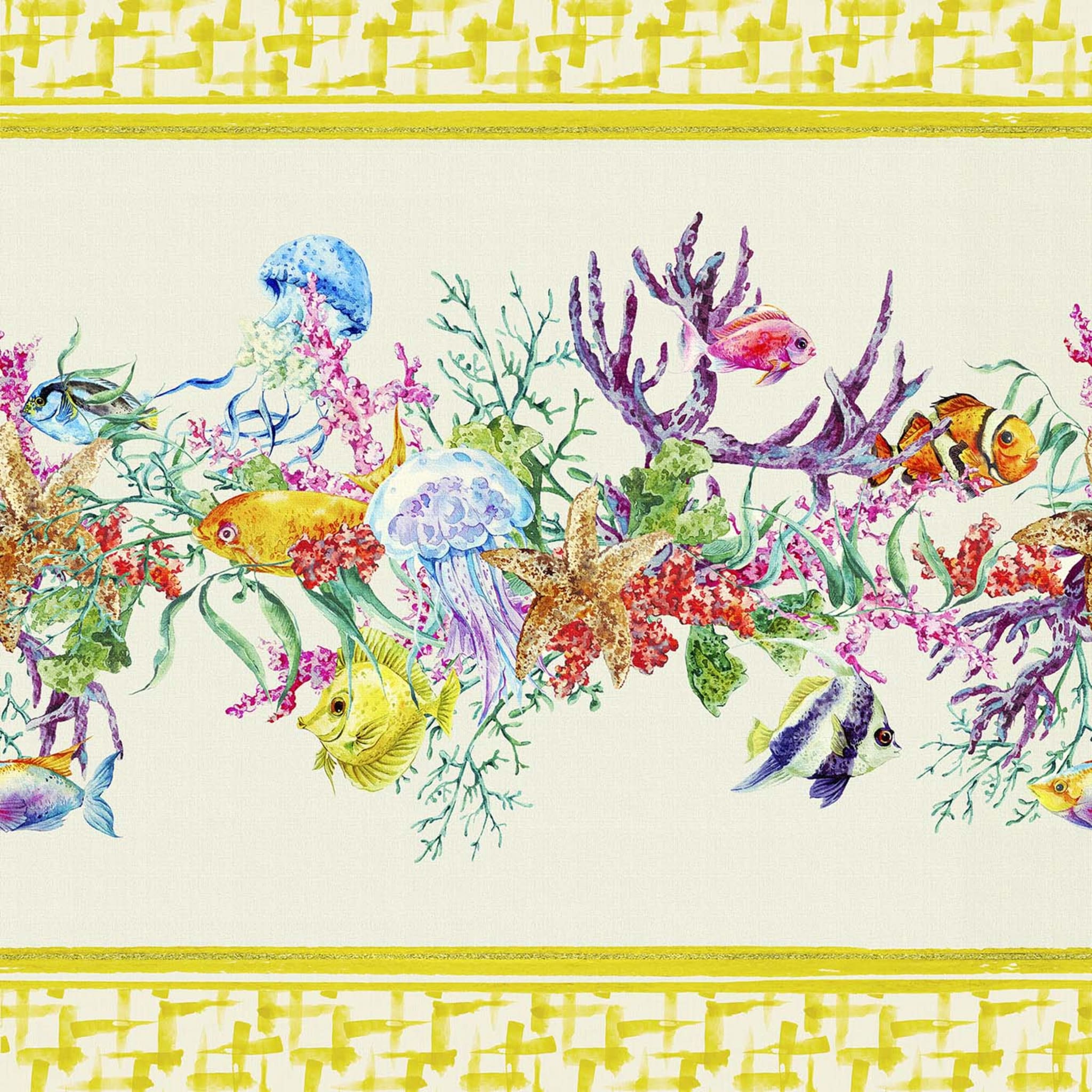 Fish Promenade Lemon-Yellow Wallpaper - Alternative view 1