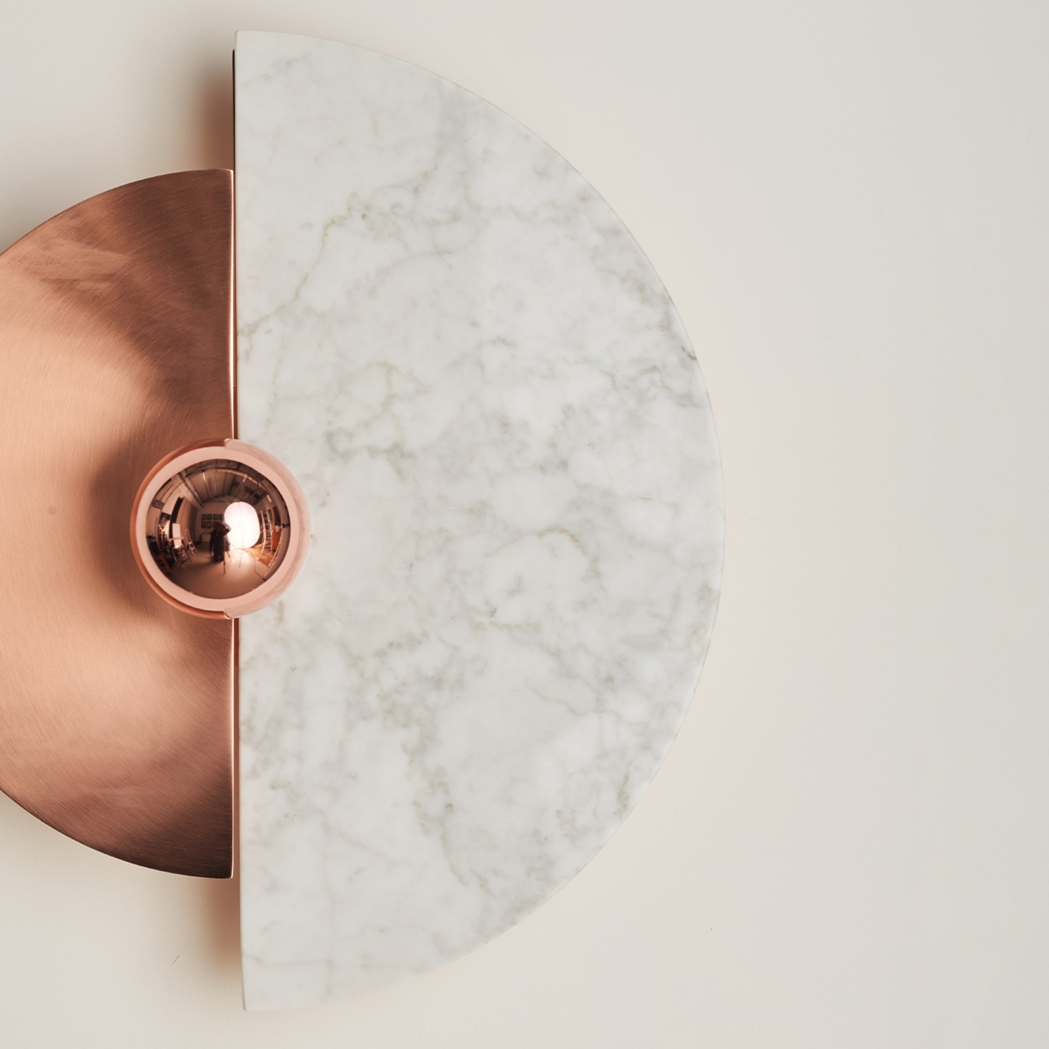 "Levante" Wall Sconce in Satin Copper and Carrara Marble - Alternative view 1