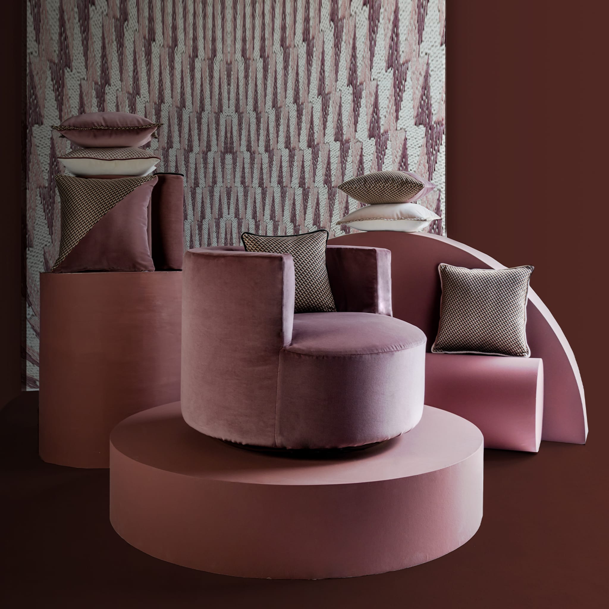 Carrè Diagonal Cushion in Micro-Patterned jacquard fabric - Alternative view 3