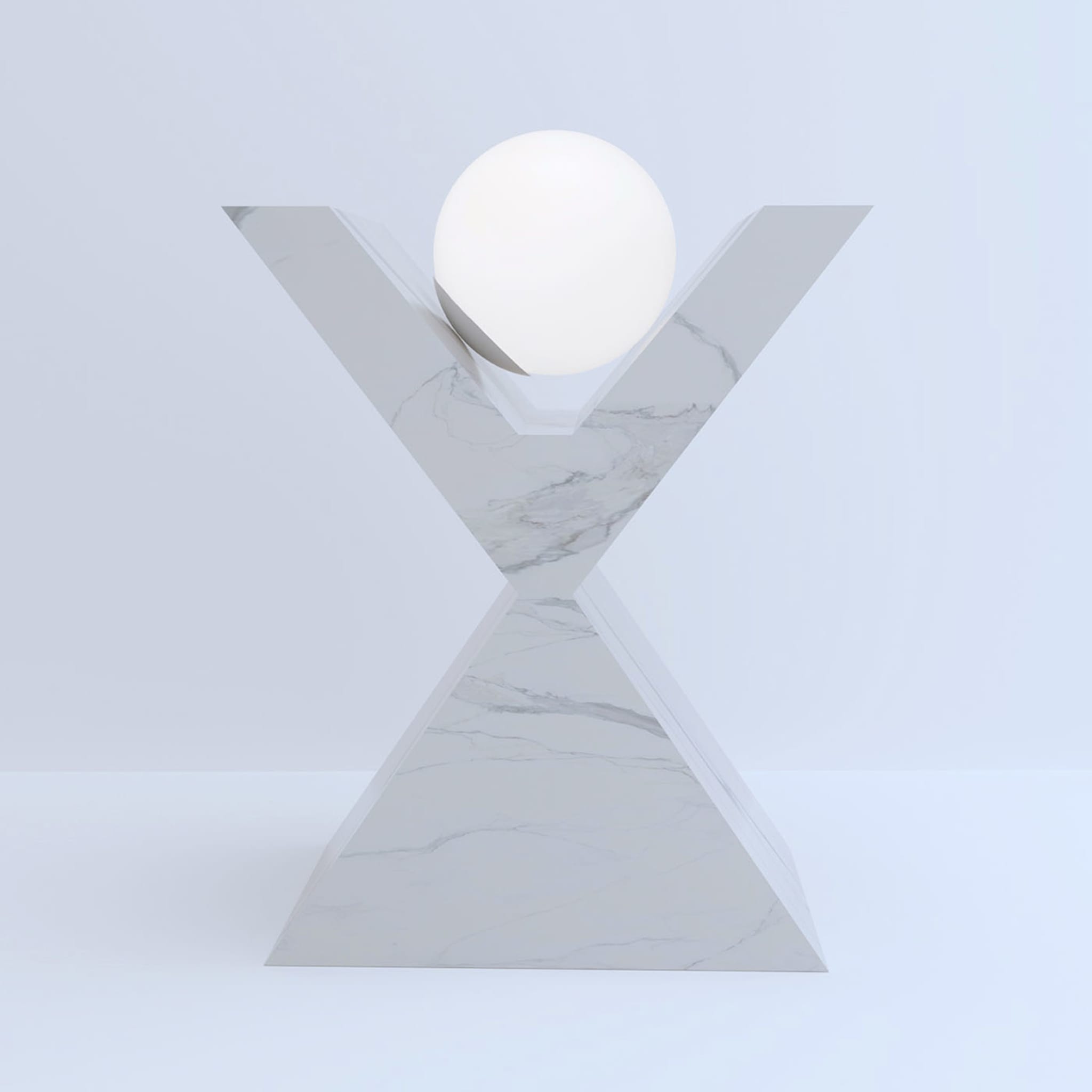 X-Shaped Luminous Carrara Sculpture - Alternative view 4
