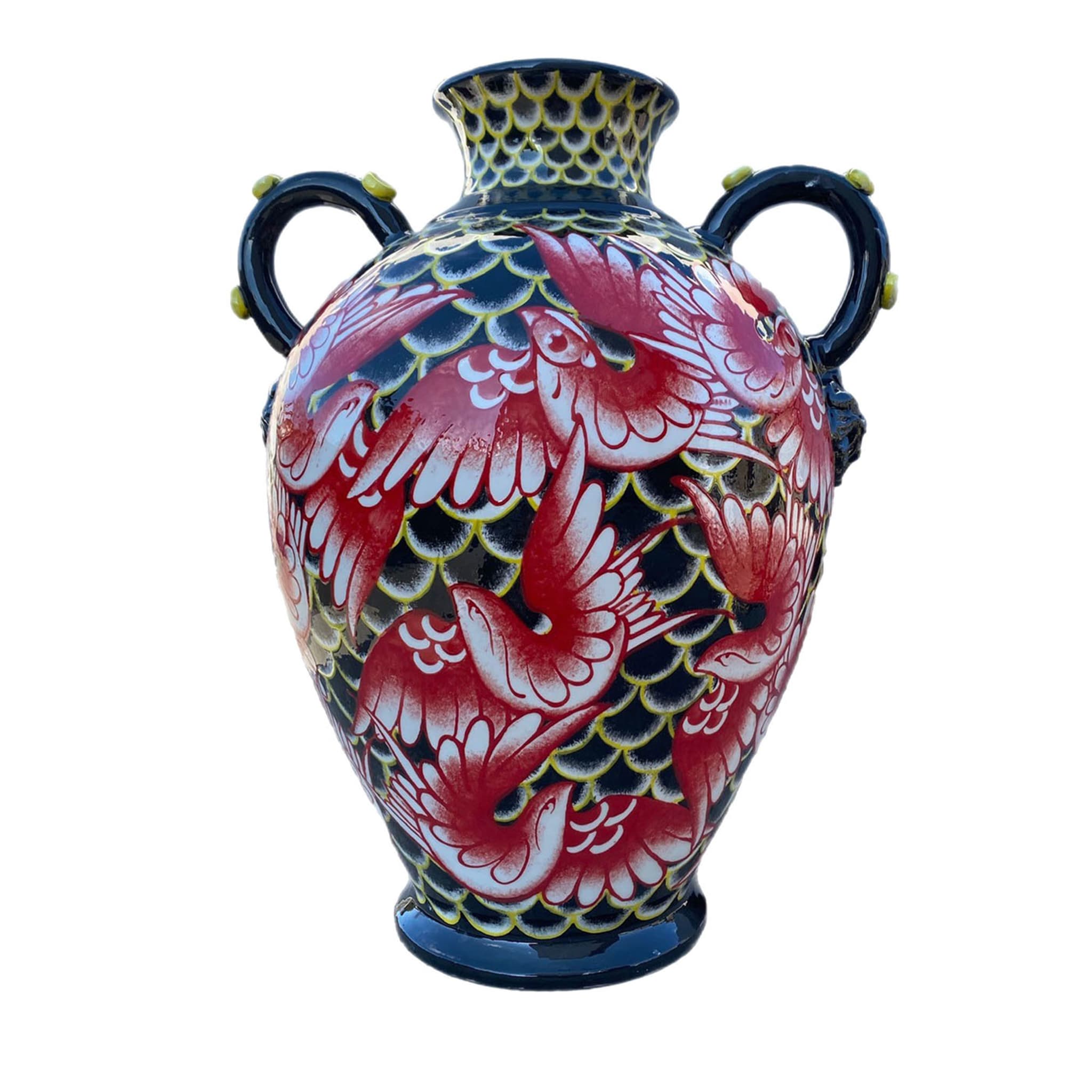 Schwarze und rote Keramikvase - Hauptansicht