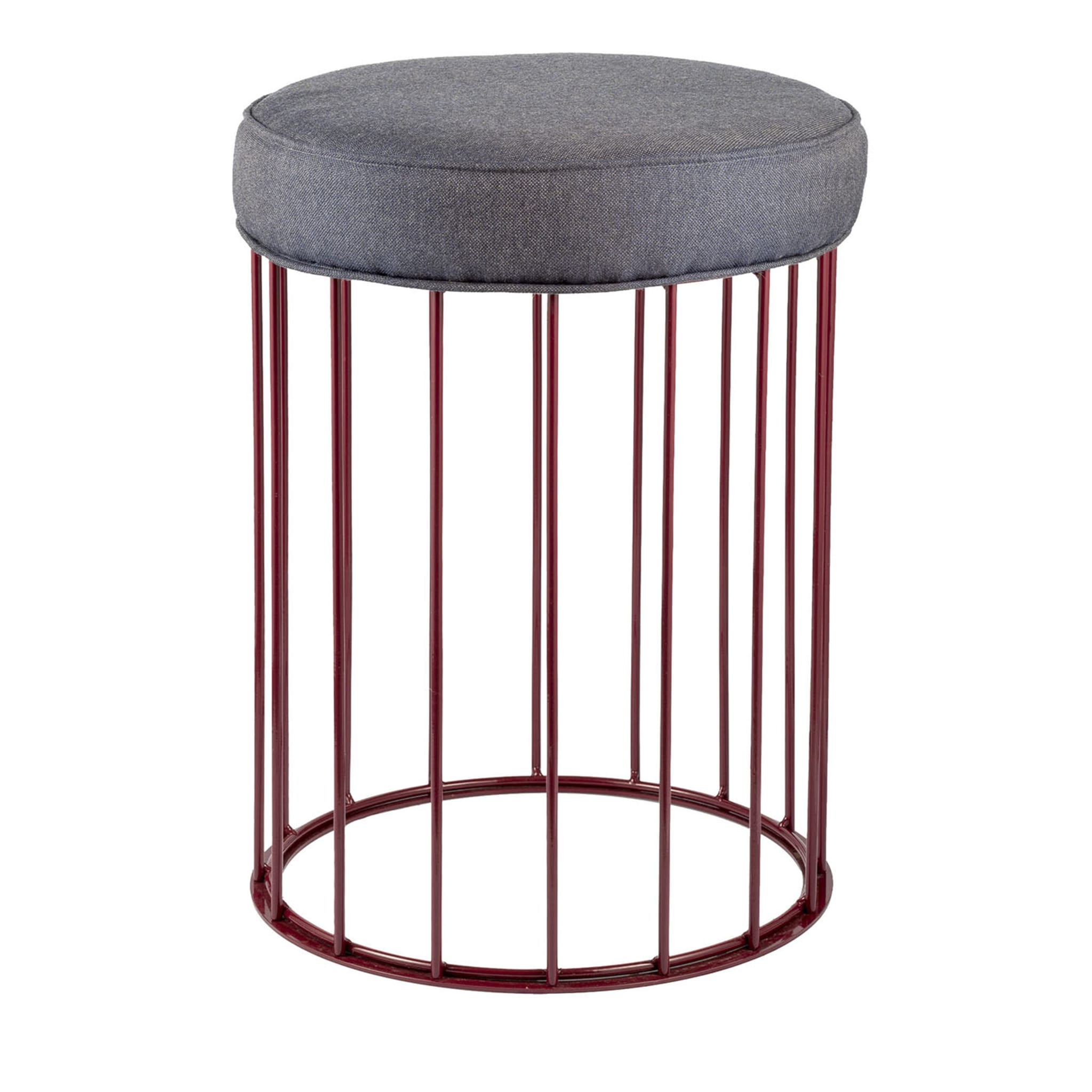 Cage Wine Red Iron Stool - Main view