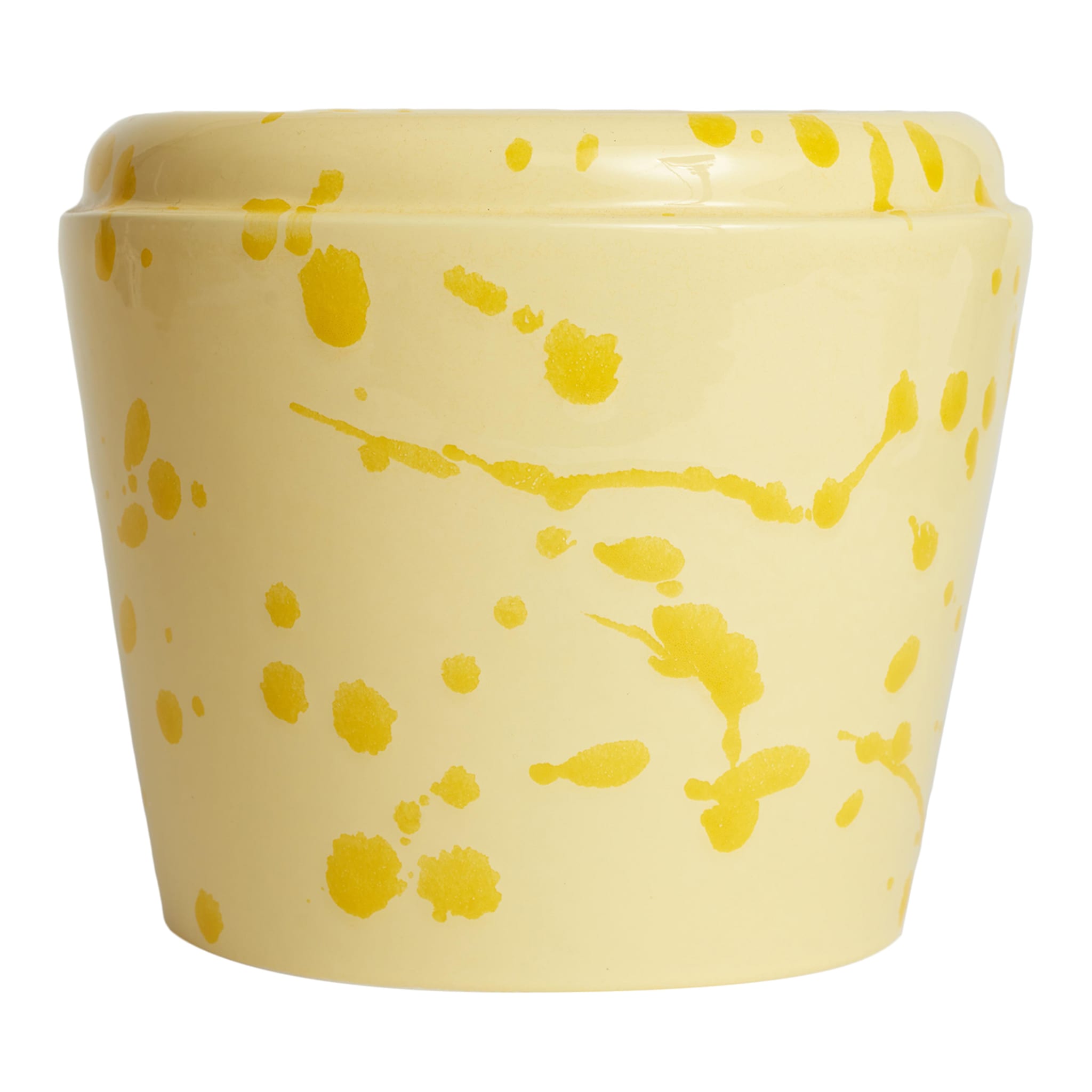 Cream and Yellow Ceramic Cachepot Vase - Main view