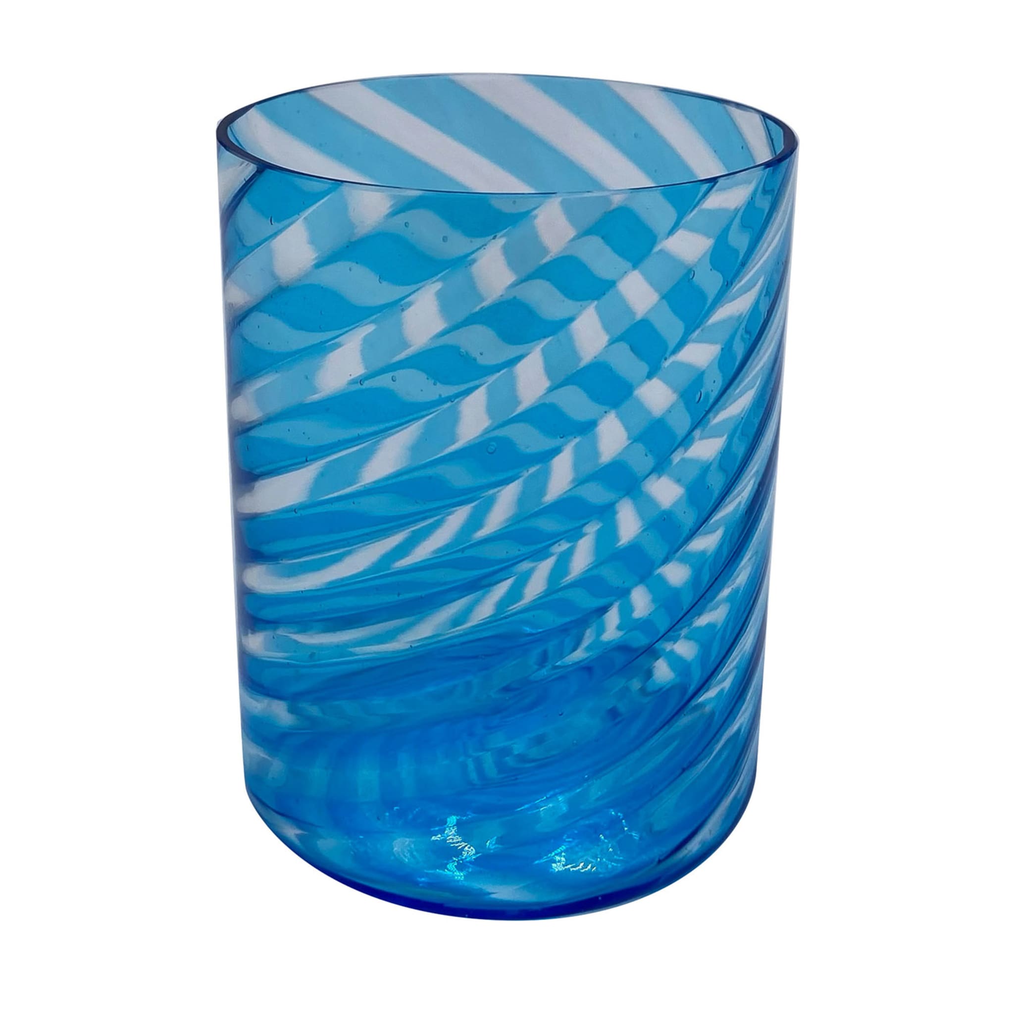 Set di 2 piccoli bicchieri da acqua a spirale blu chiaro - Vista principale