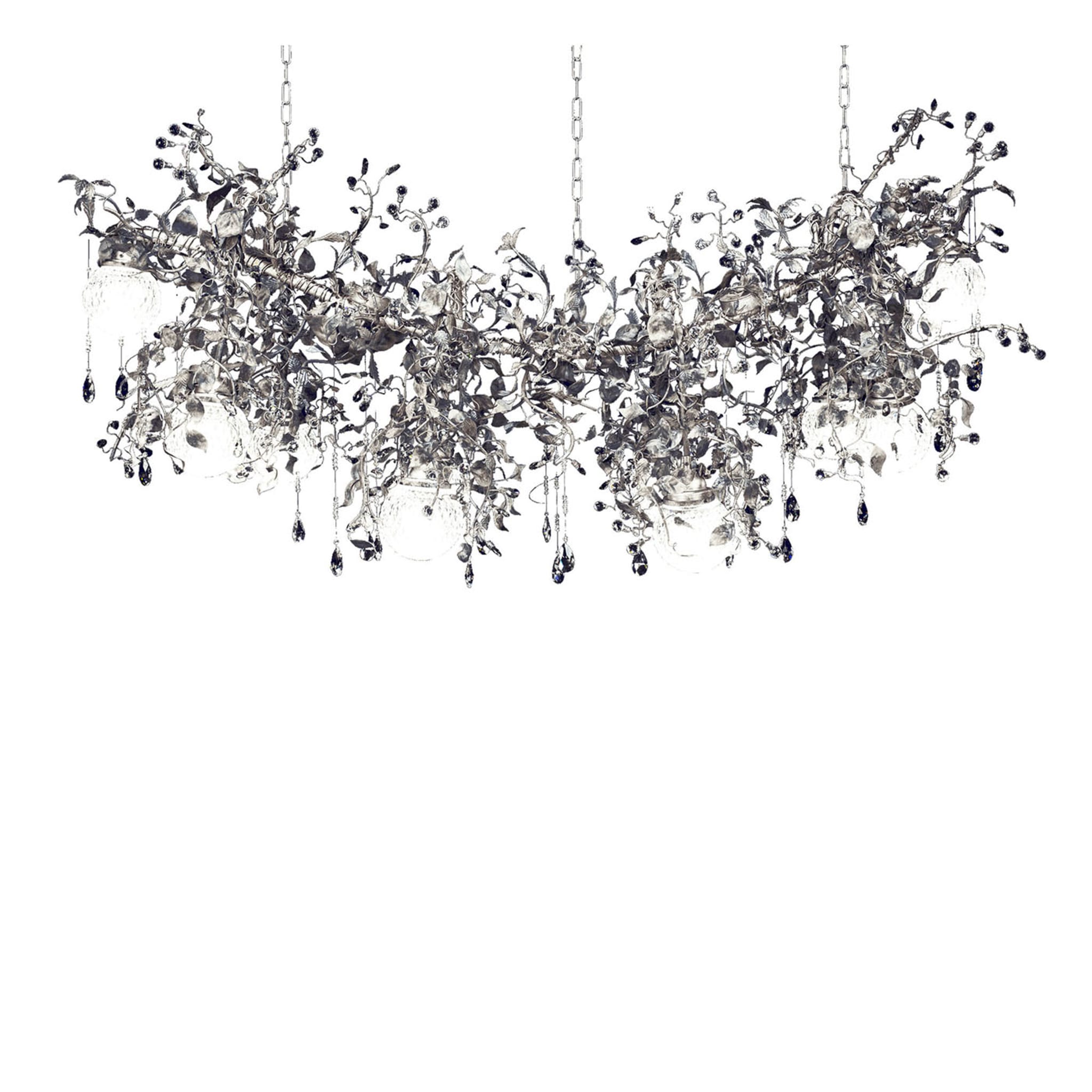 Contemporary 319 10-Light Phytomorphic Silvery Chandelier - Main view