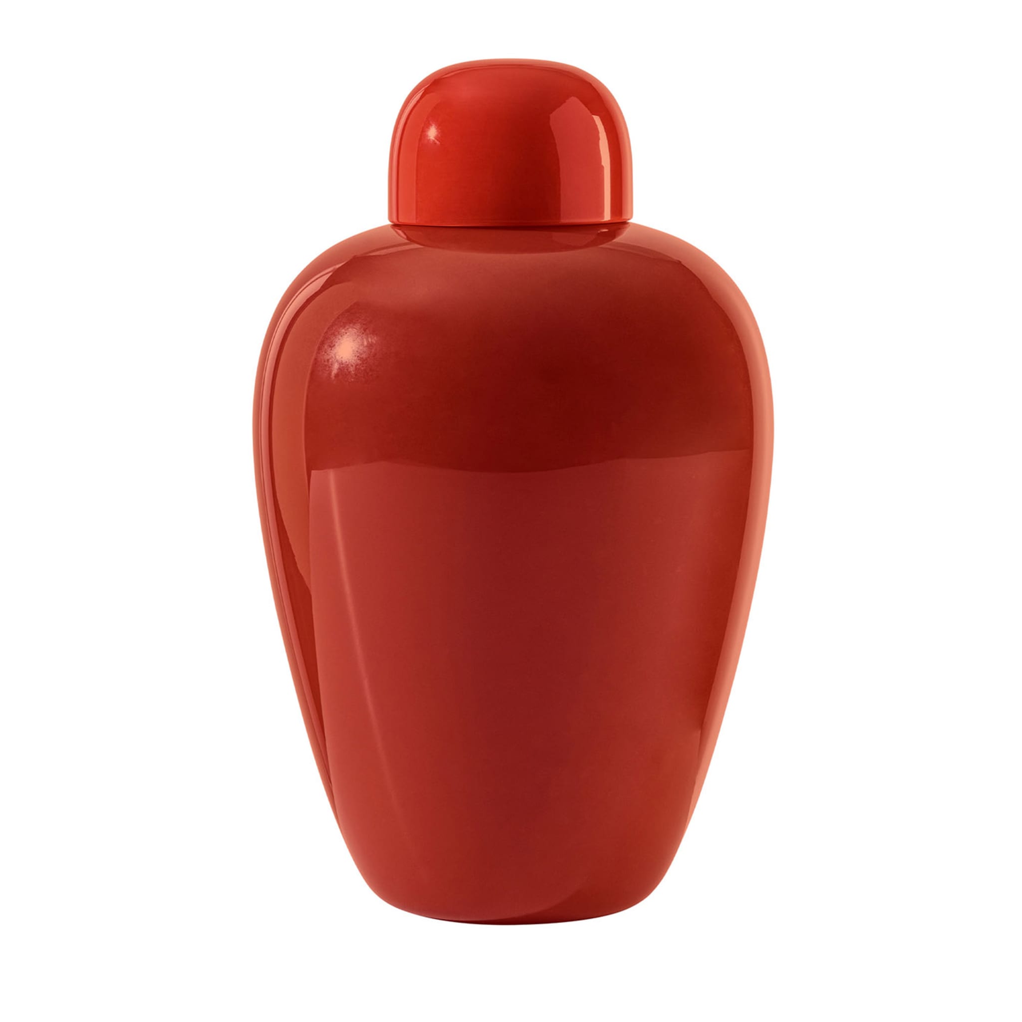 Opaco Coral Red Vase with Cap by Tobia Scarpa - Main view