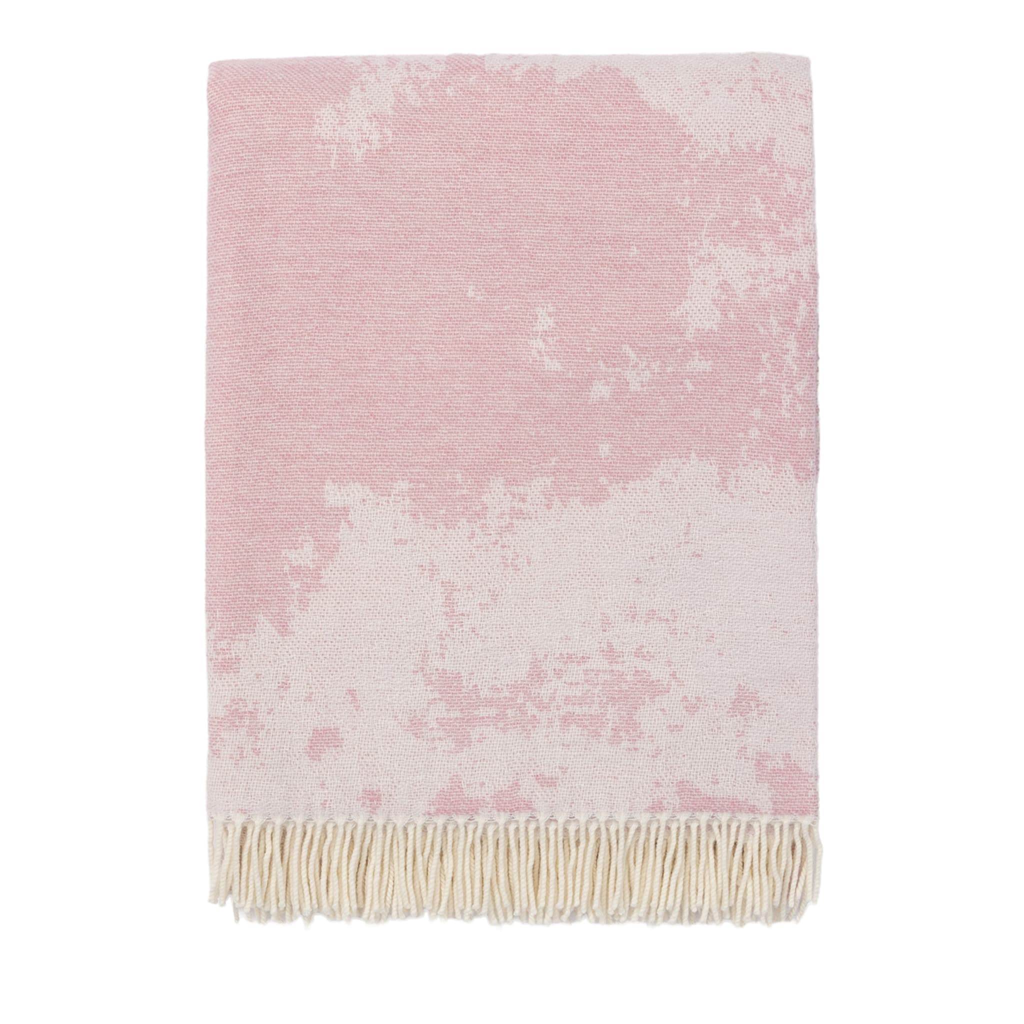 Fringed Plaster-Effect Pink Blanket - Main view