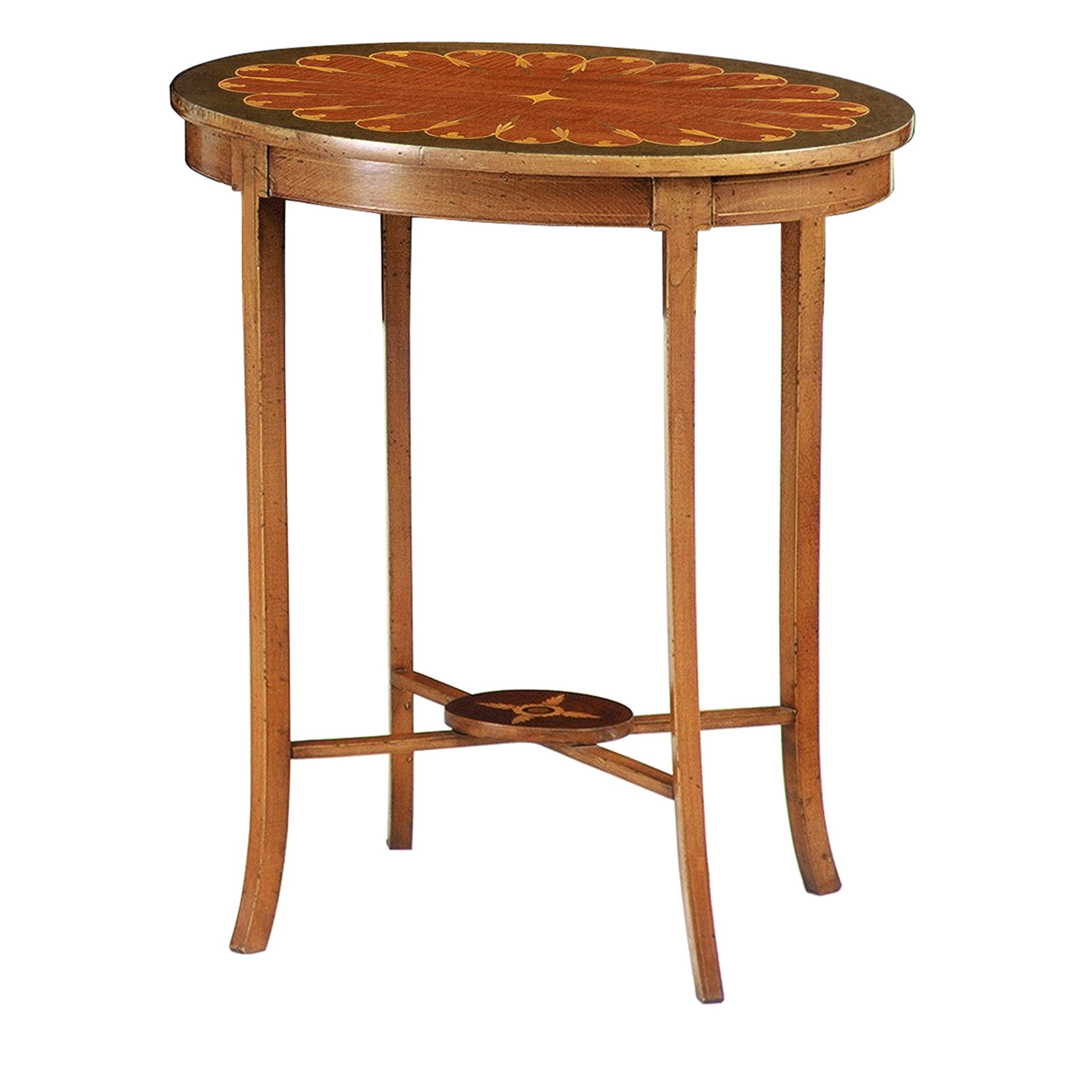 Late 29th-Century Inlaid Oval Side Table - Main view