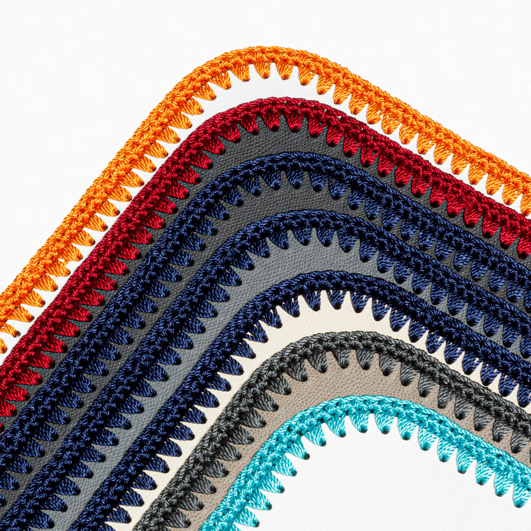 Rochelle Leather & Crochet Placemats Rectangular - White & Blue - Alternative view 1