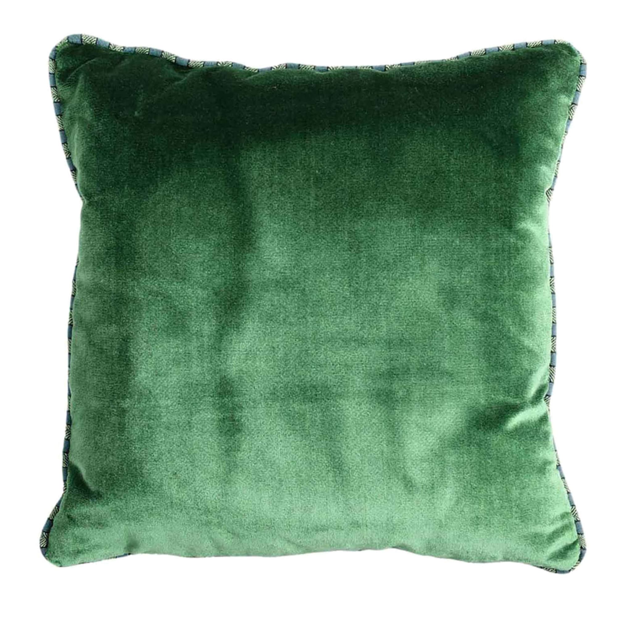 Emerald Carrè Cushion in silk velvet and jacquard fabric - Main view