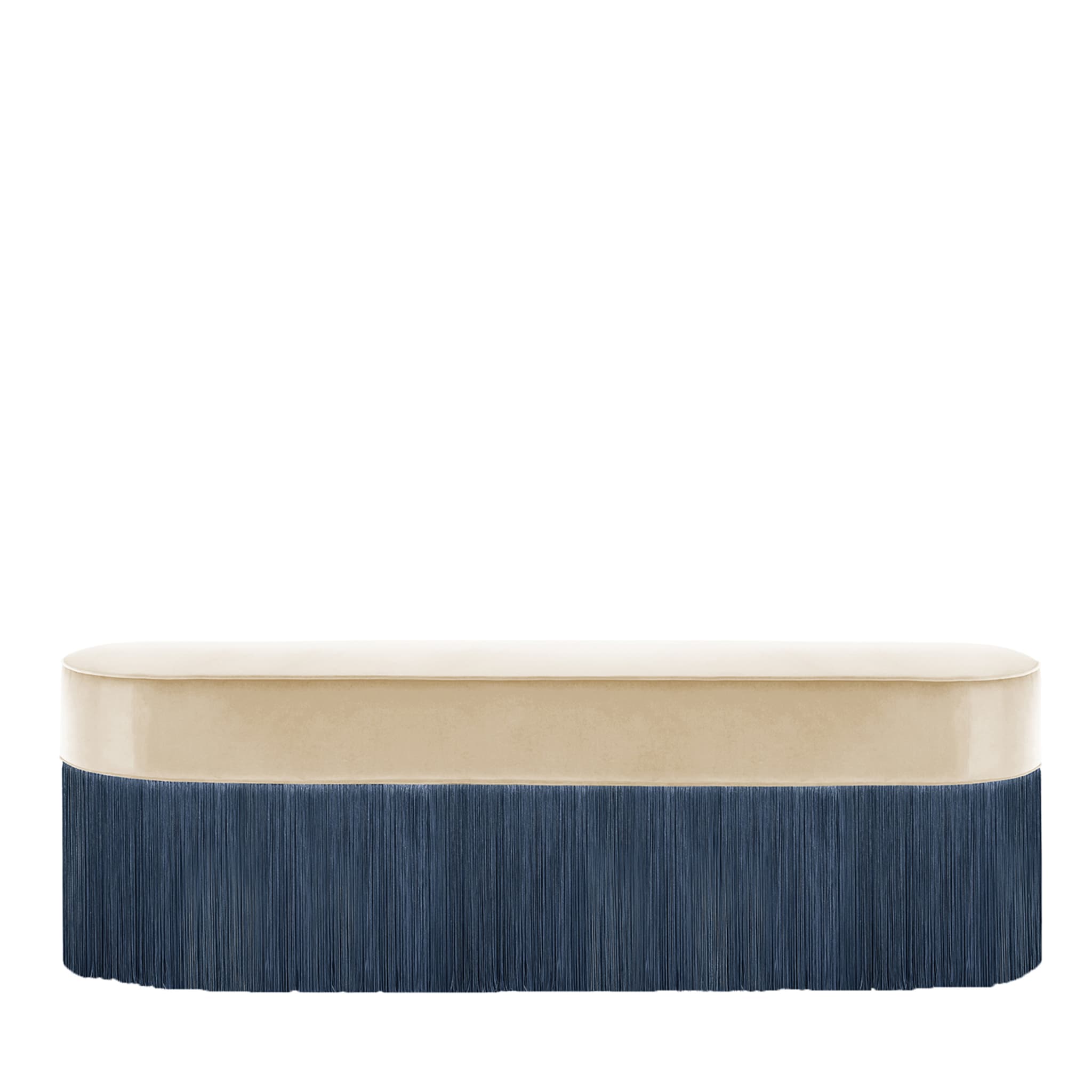 Fringed Beige & Blue Bench - Main view