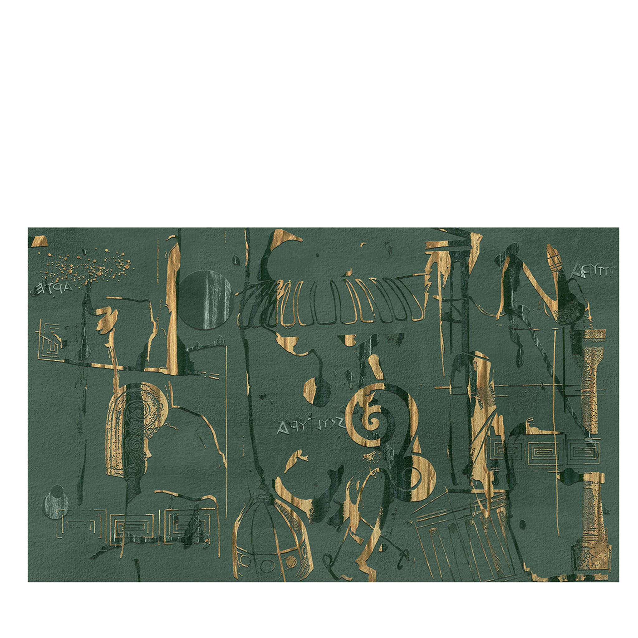 Papier peint texturé à la décoration grecque verte  - Vue principale