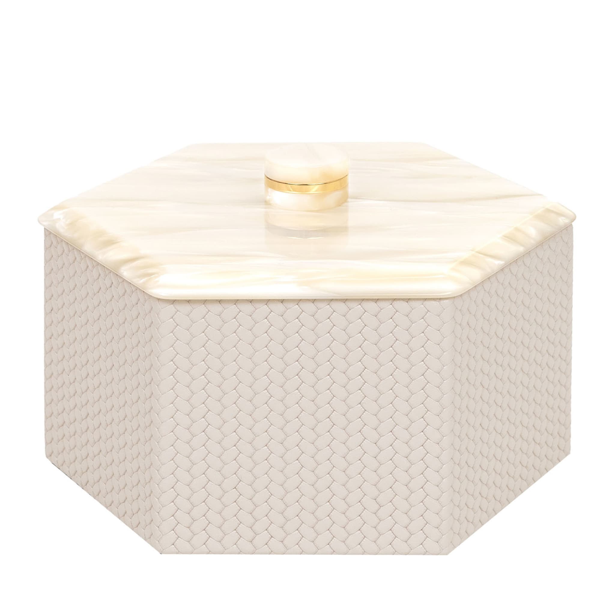 Kelly Petite boîte beige à taille hexagonale avec couvercle - Vue principale