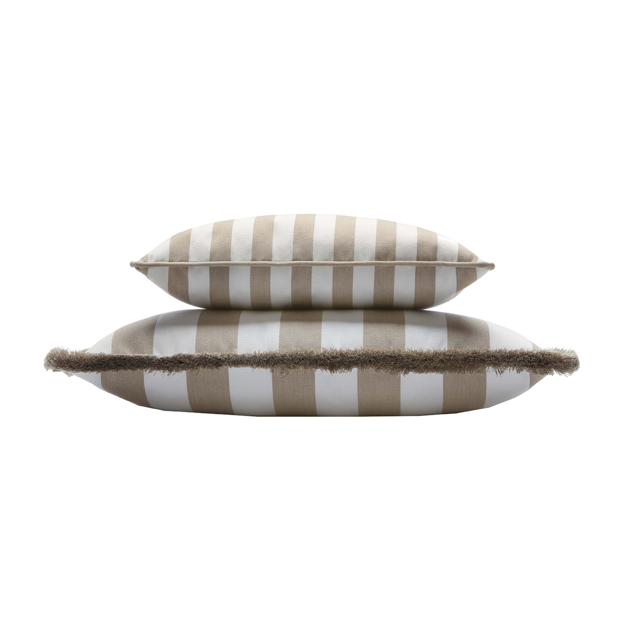 Happy Striped White and Beige Outdoor Pillow - Alternative view 1