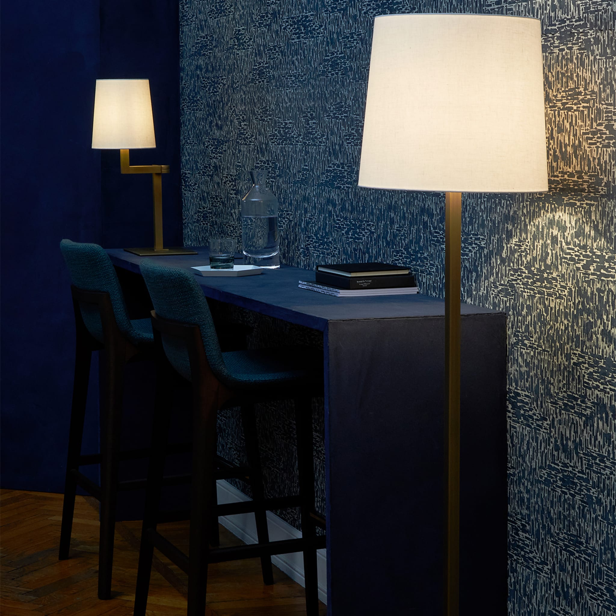 Tonda Bronzed Floor Lamp with White Cotton Shade - Alternative view 1
