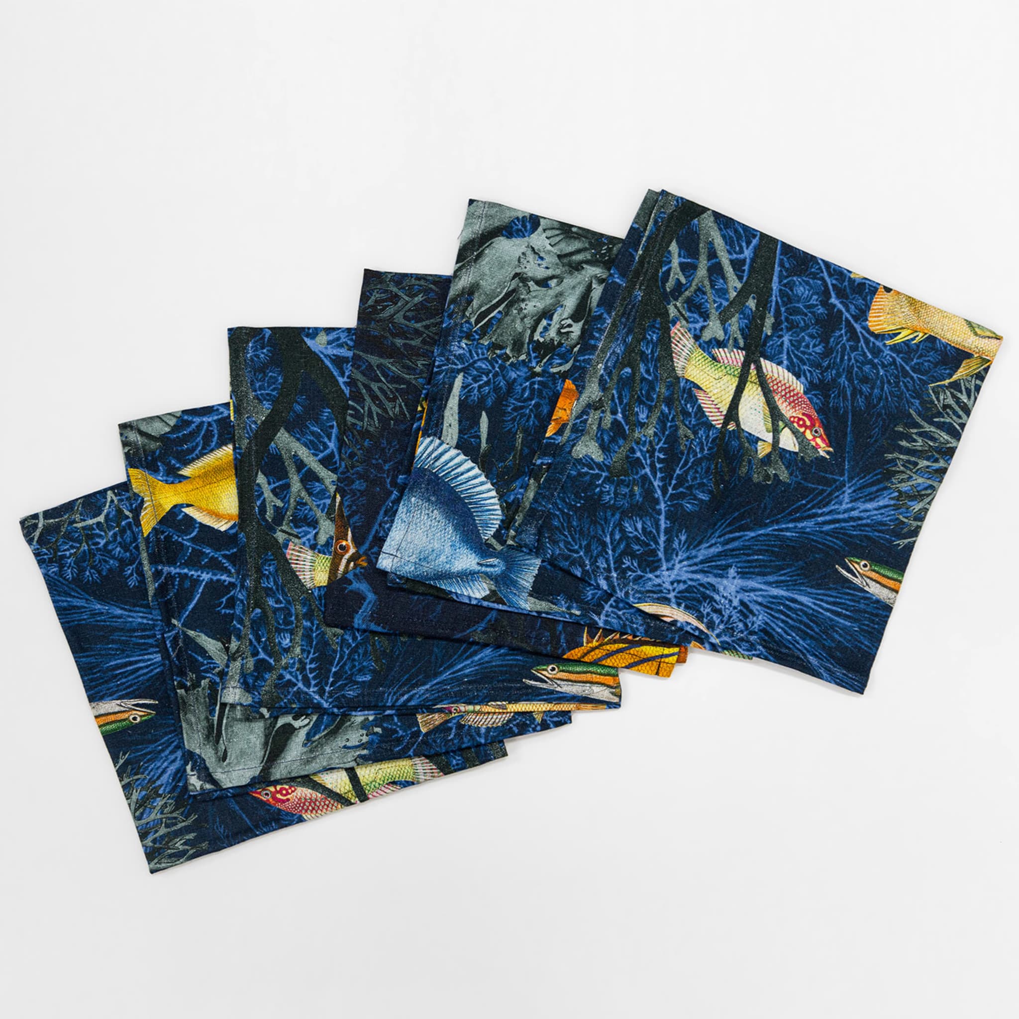 Amami Set Of 6 Linen Napkins With Marine Decoration - Alternative view 1