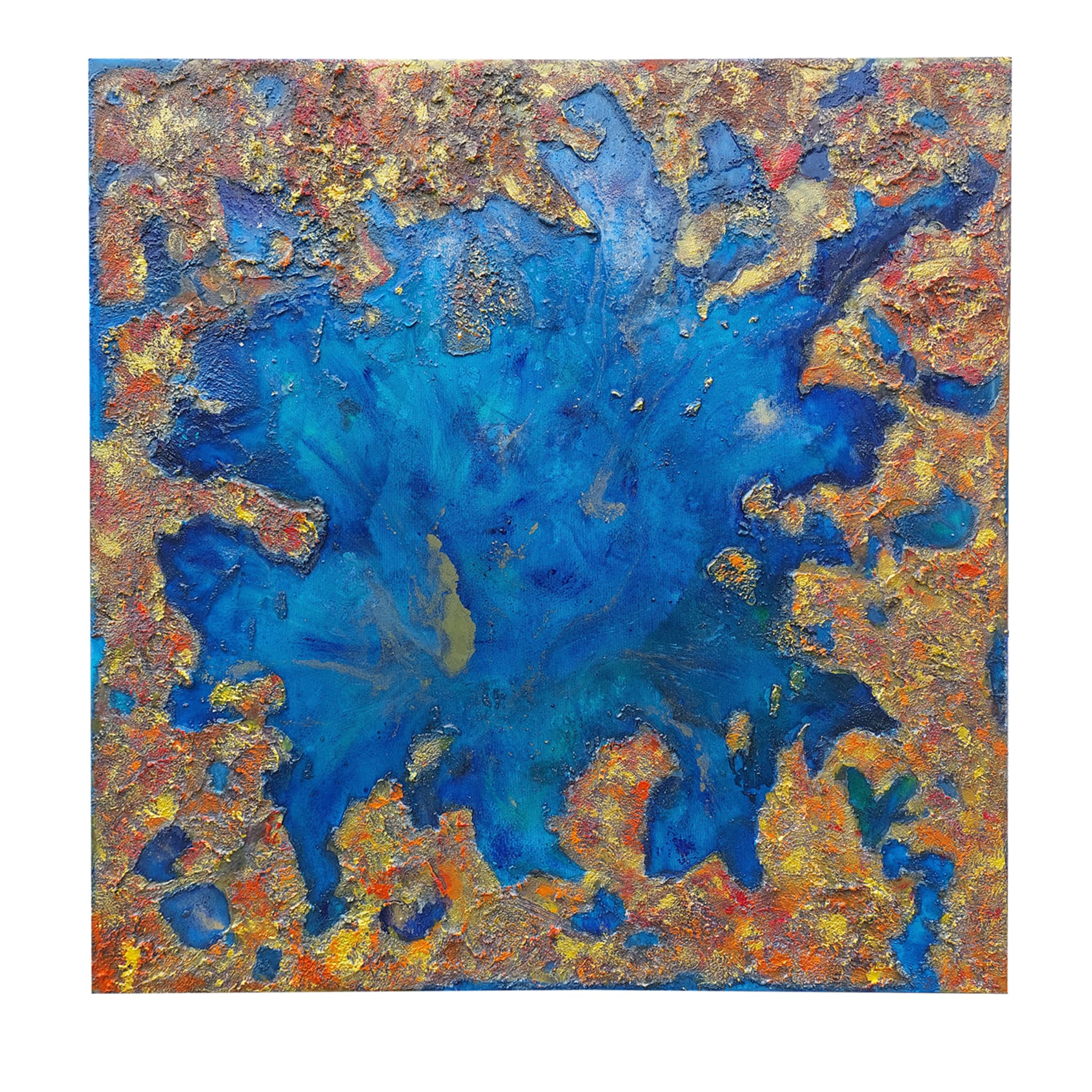 Gold Corals Mixed-Media Painting - Main view