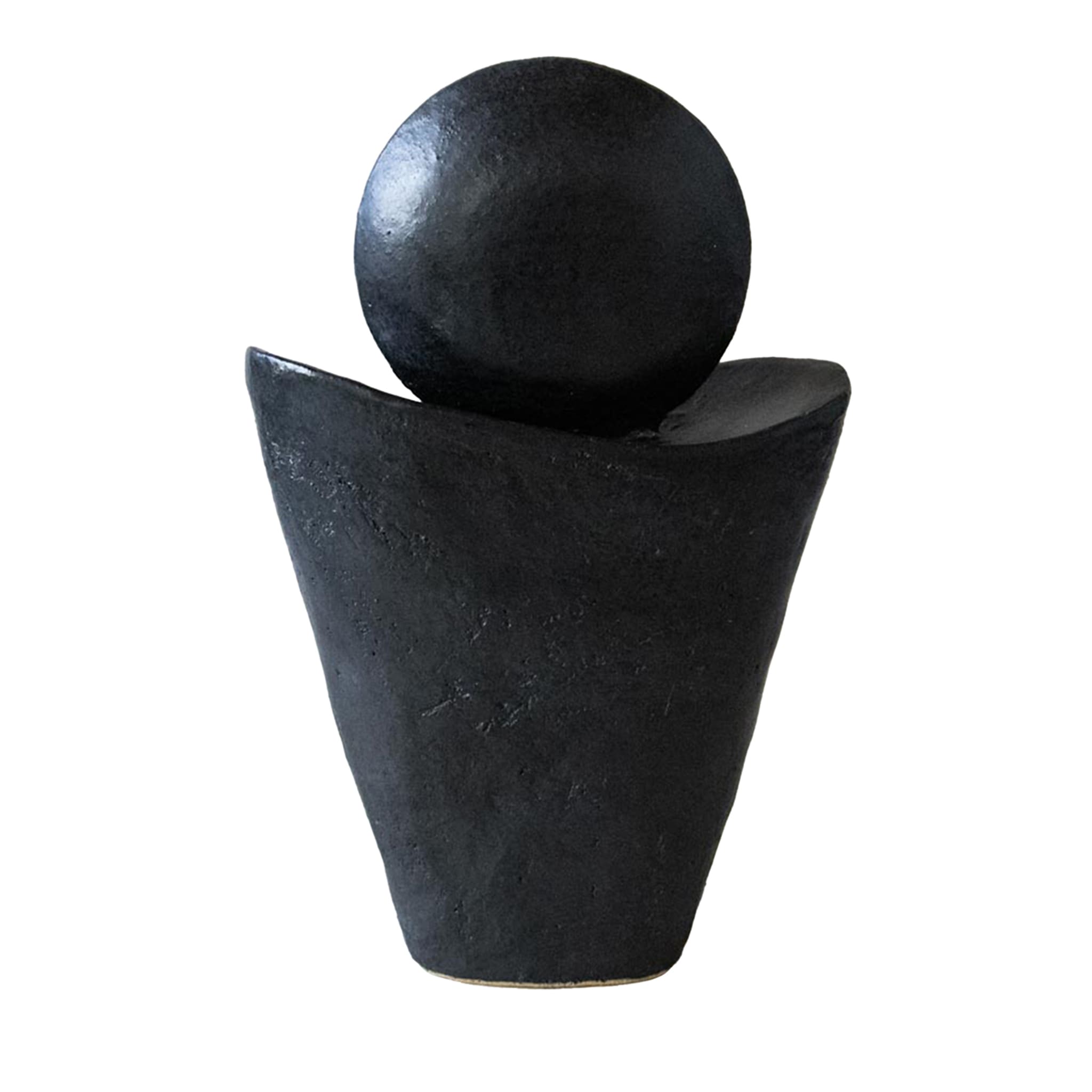 Luna Nuova II Black Stoneware Sculpture - Main view