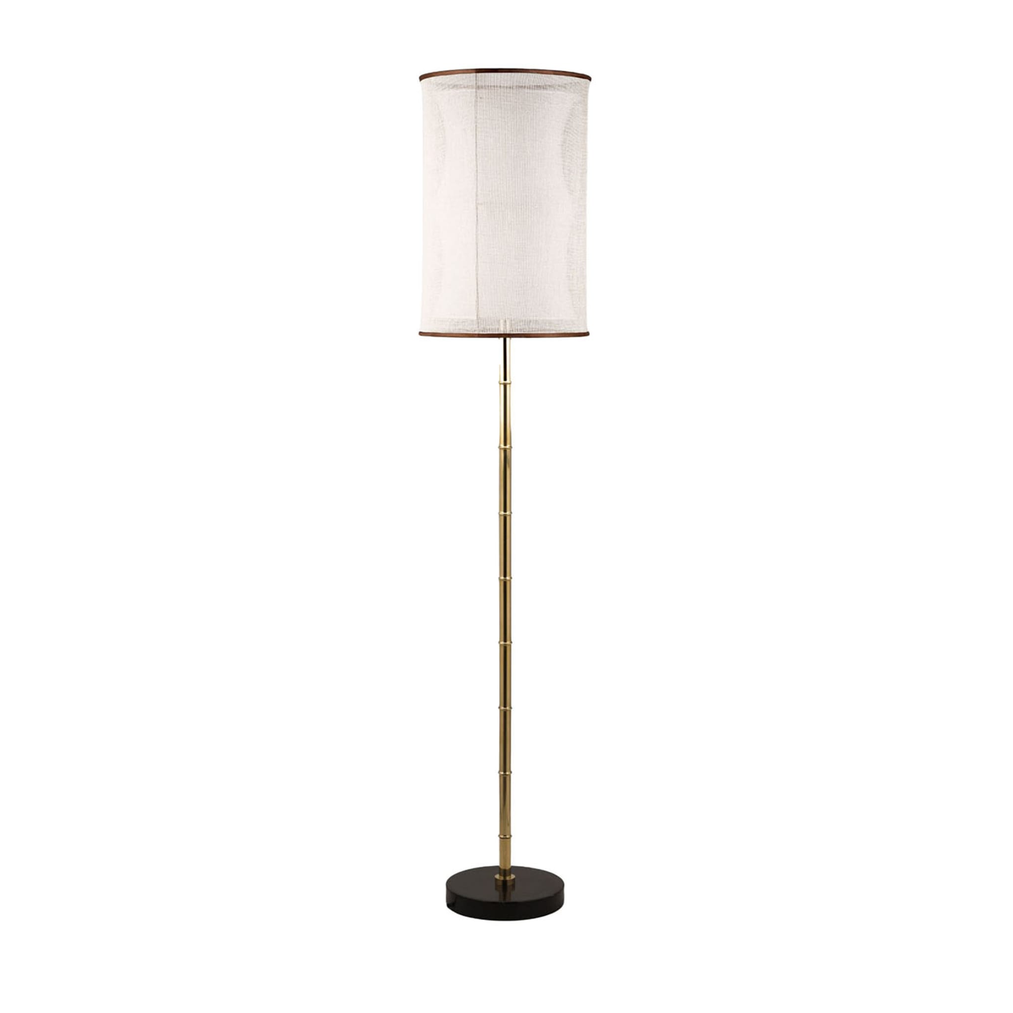 Bamboo Floor Lamp with Double Fabric Shade - Main view