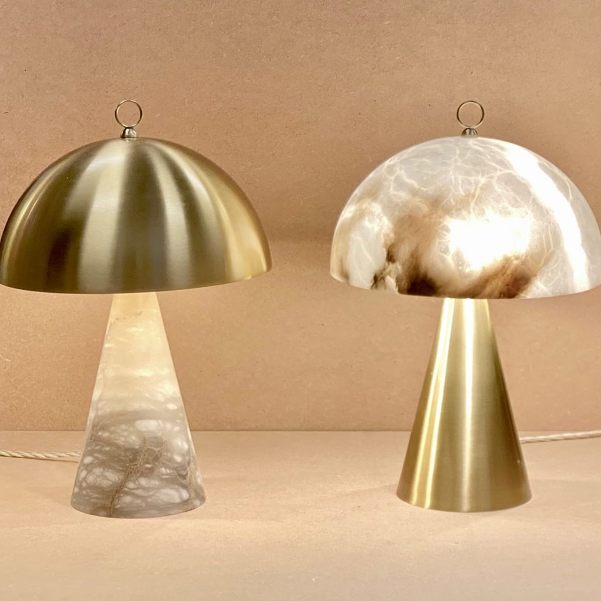 "Funghetto" Table Lamp in Satin Brass A - Alternative view 5