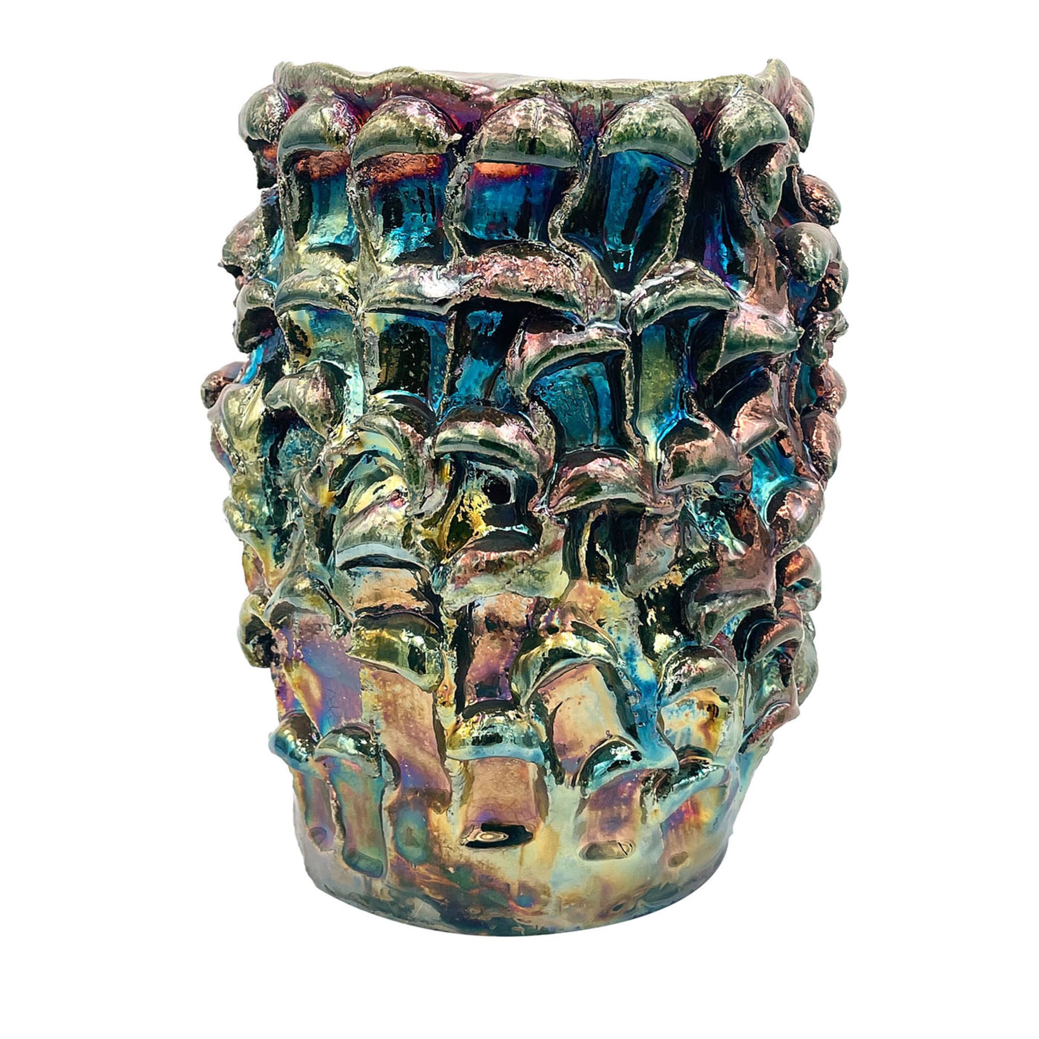 Onda Iridescent Metallic Raku Vase #4 - Main view